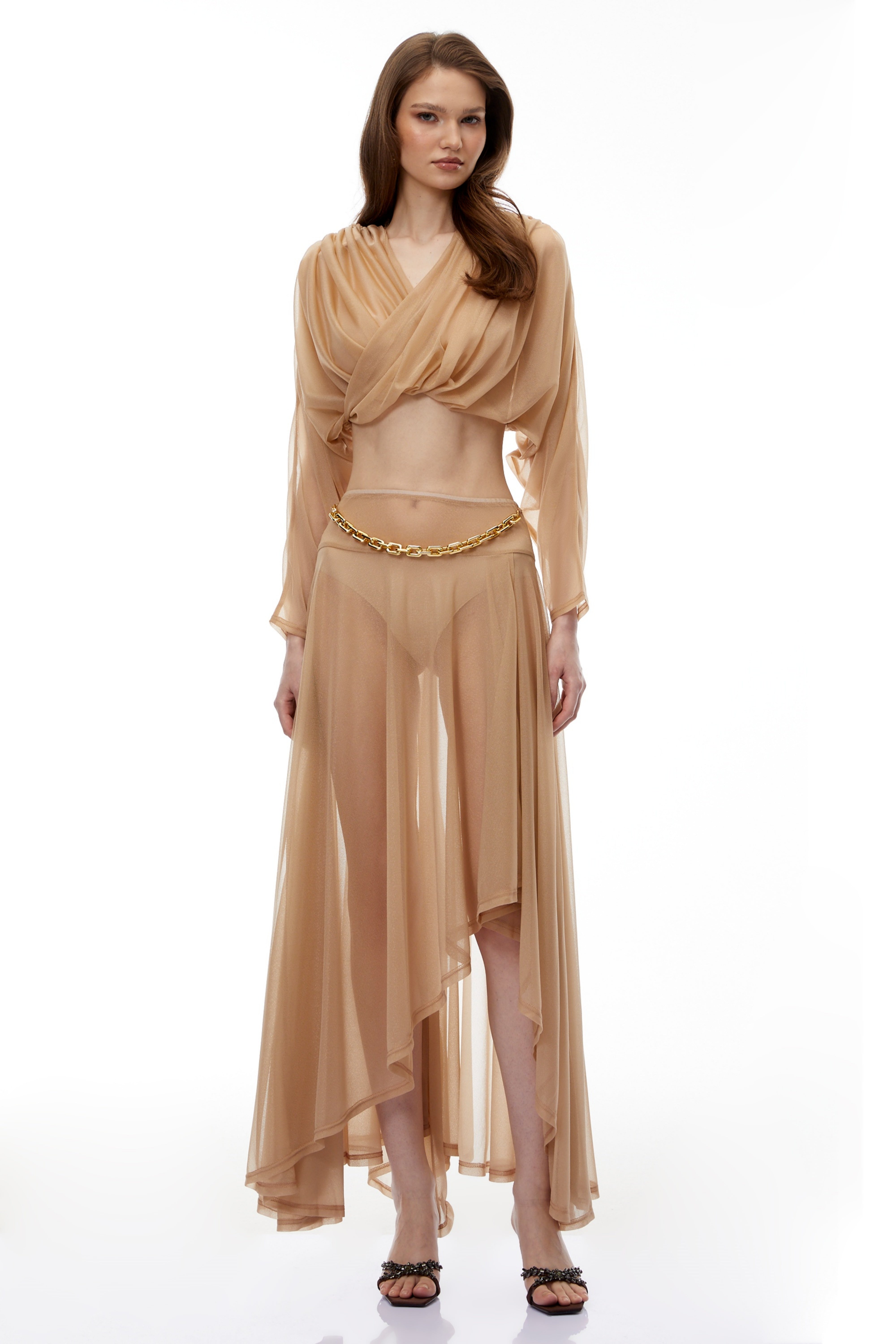 Skylar Neutral Cross Front Top & Skirt Set