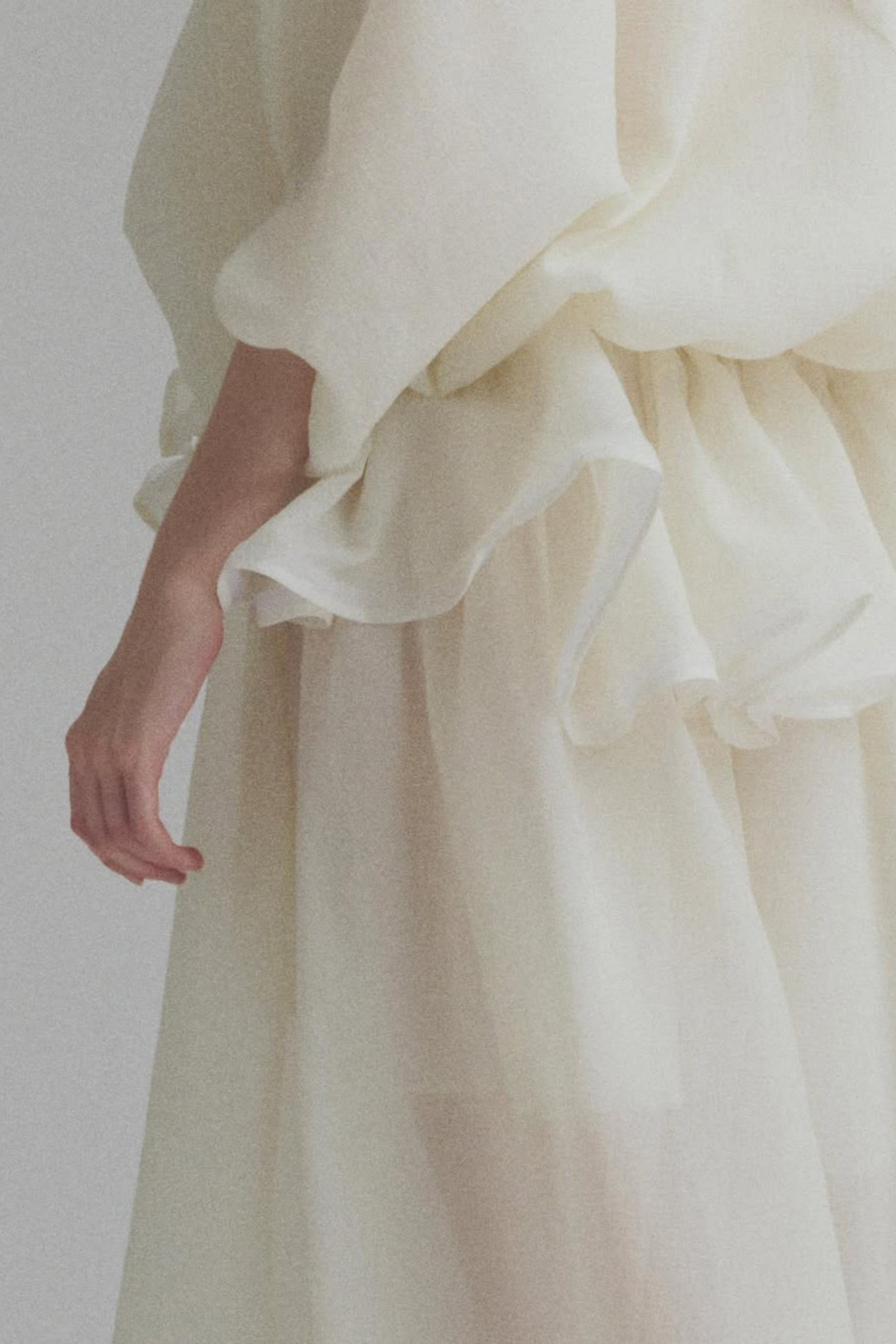 Honorine white tie-neck ruffled maxi dress