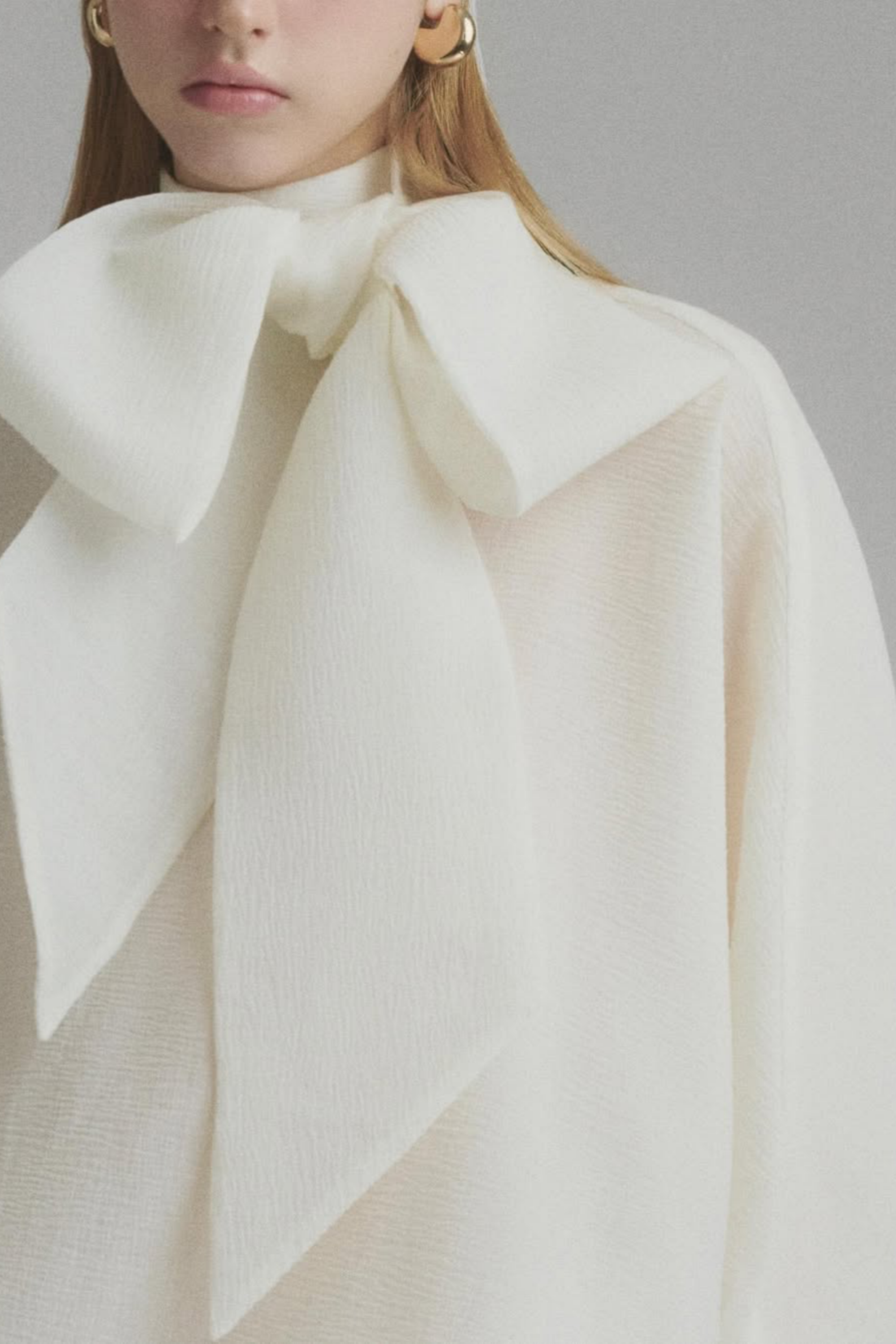 Honorine white tie-neck ruffled maxi dress
