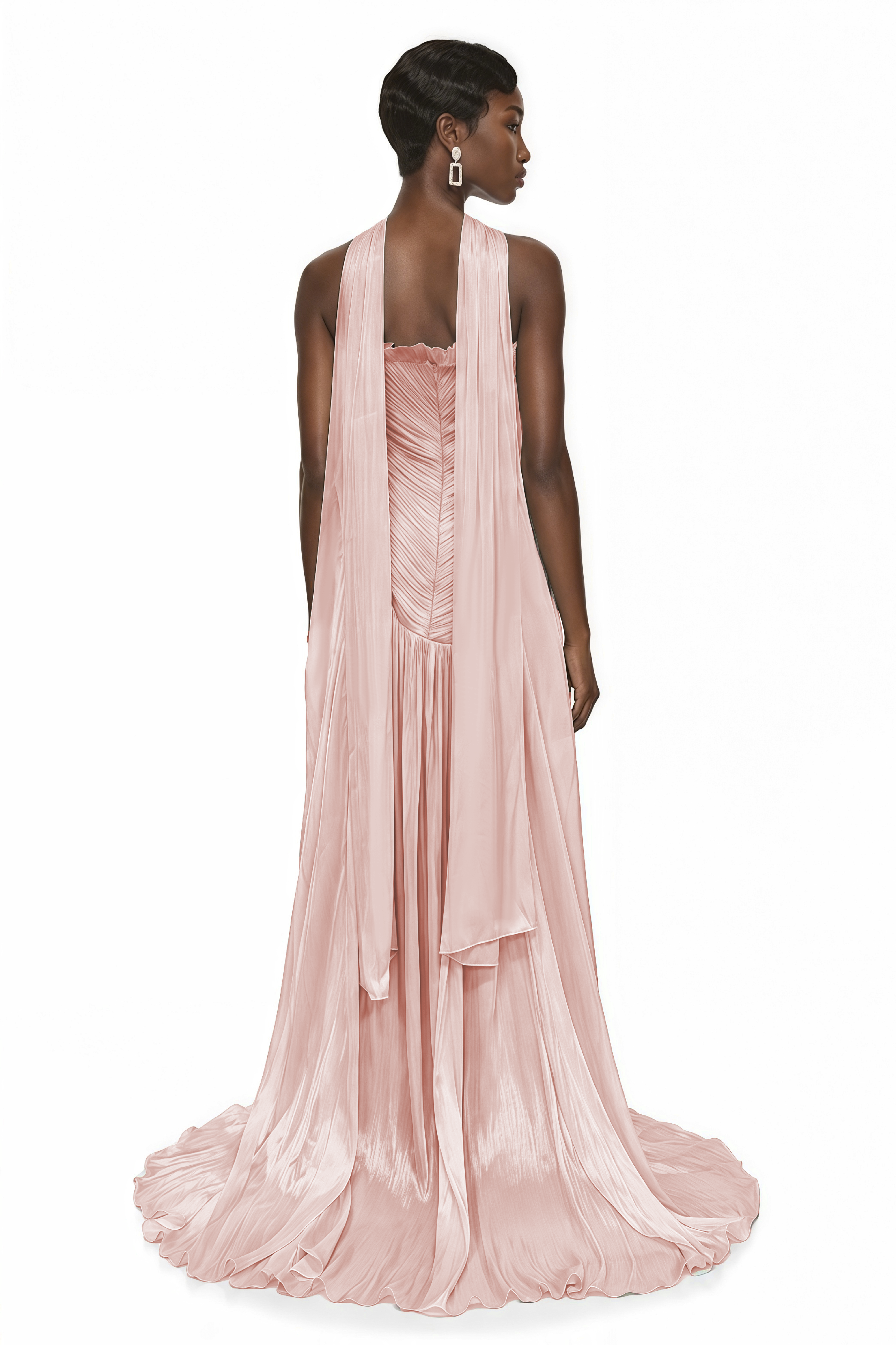 Solveig Pink Off Shoulder Pleated Maxi Dress with Hign Slit