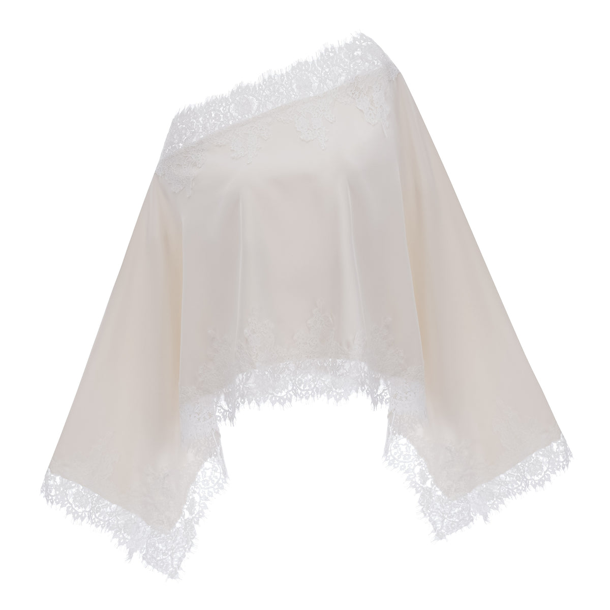 sophia white one shoulder top & skirt set with lace trim