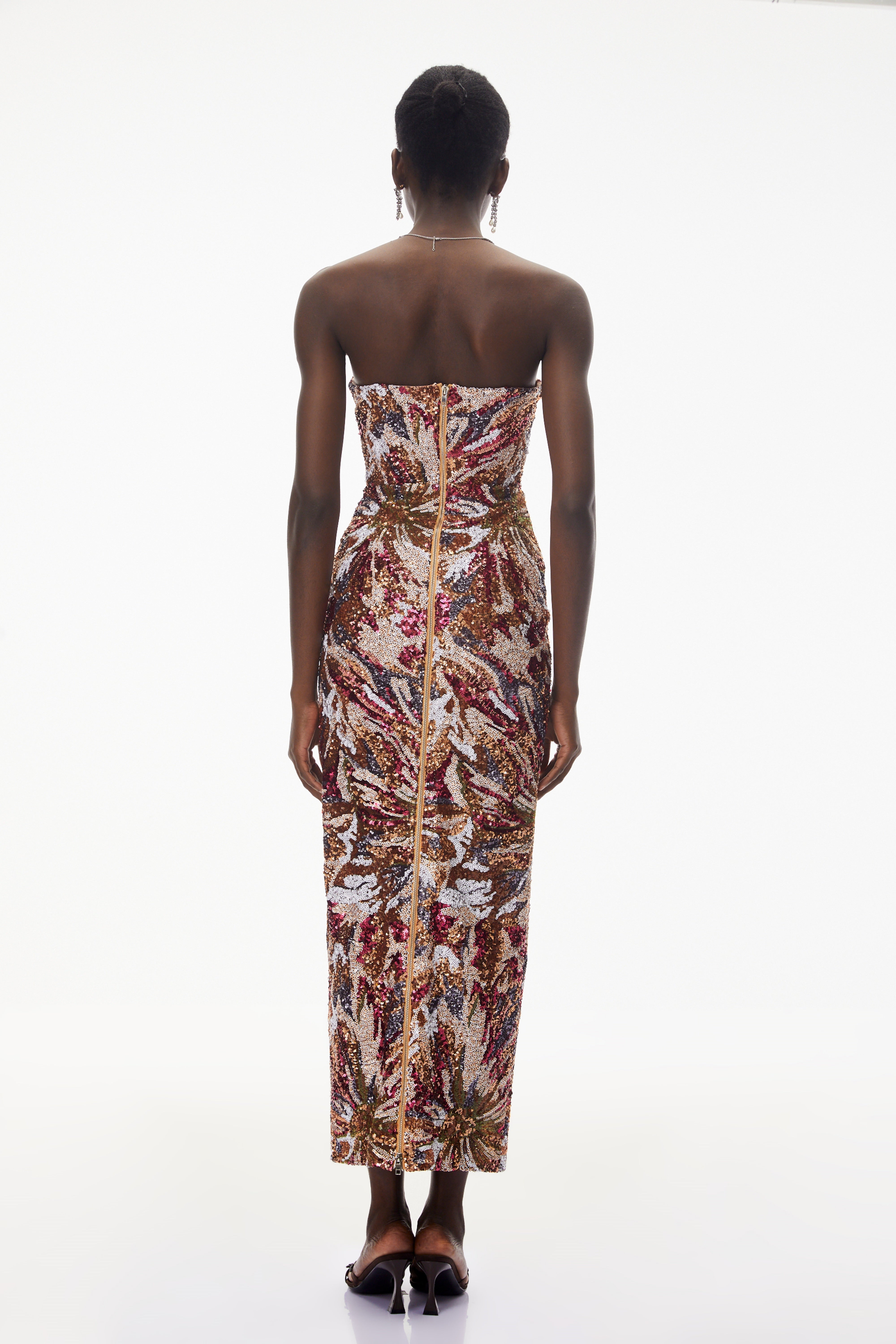 Stefania Pink Off Shoulder Floral Embroidered Maxi Dress