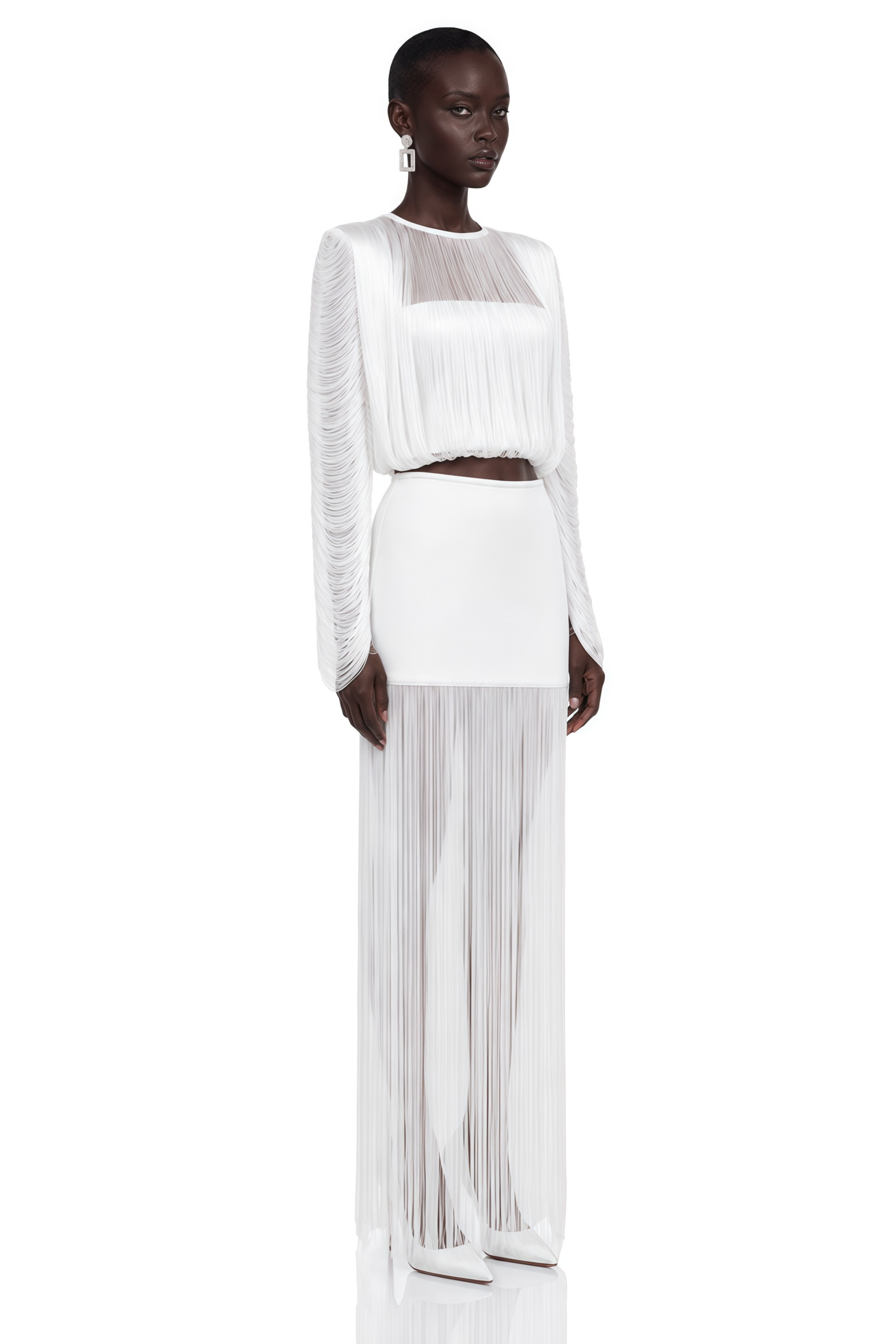 Stella White Fringe Crop Top