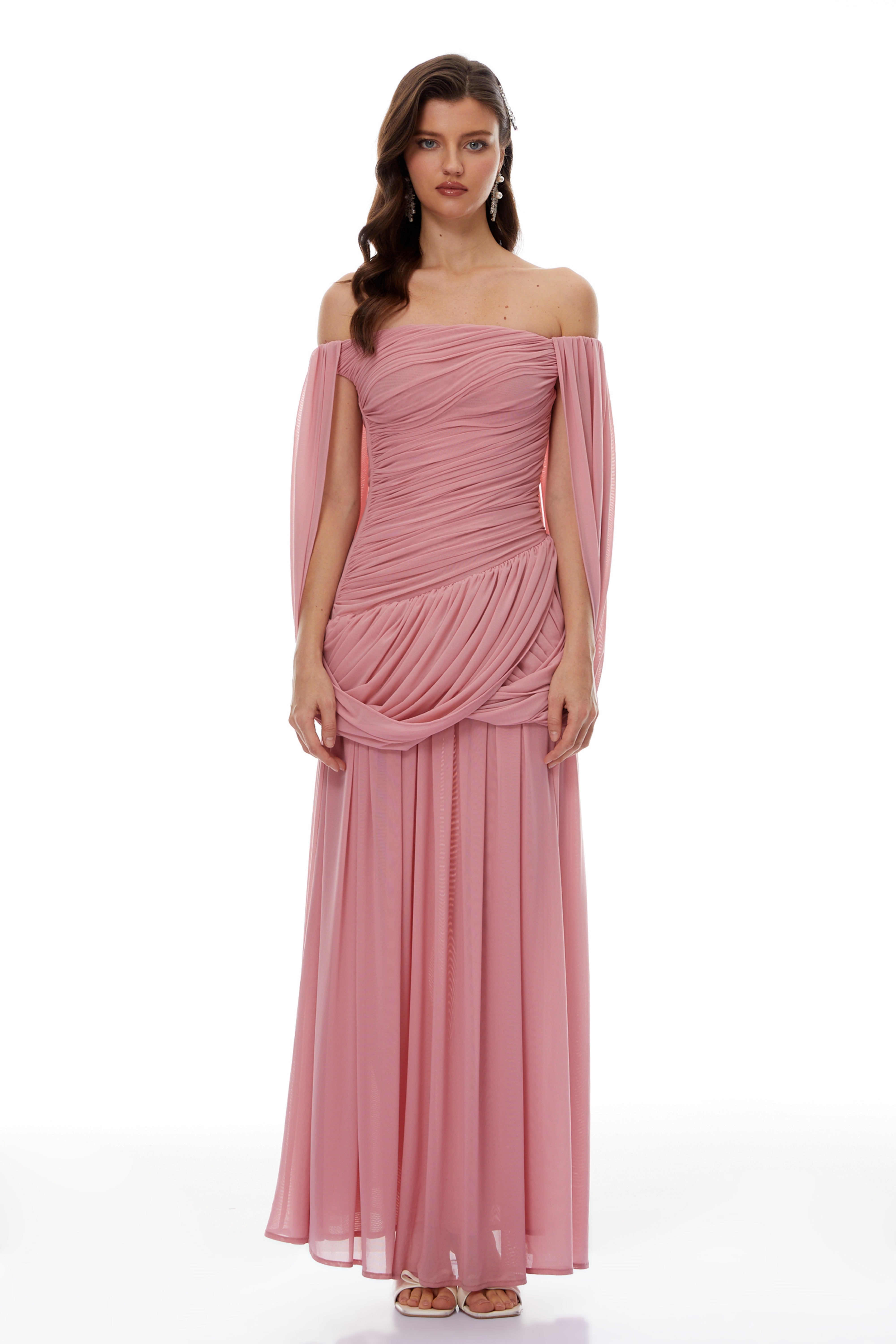 Suné Pink Cross Front Ruched Maxi Dress (Final Sale)