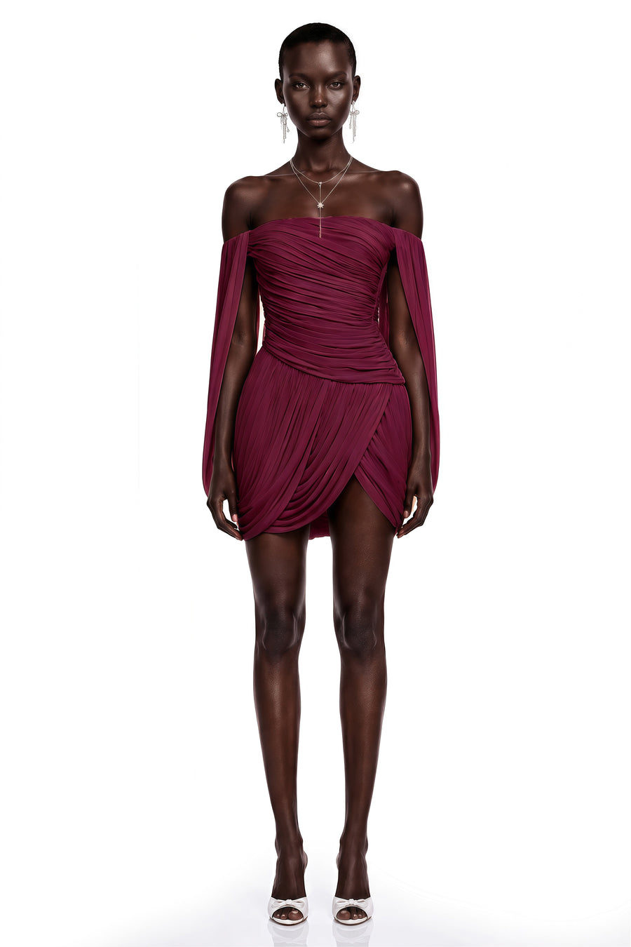 Suné Red Cross Front Ruched Mini Dress