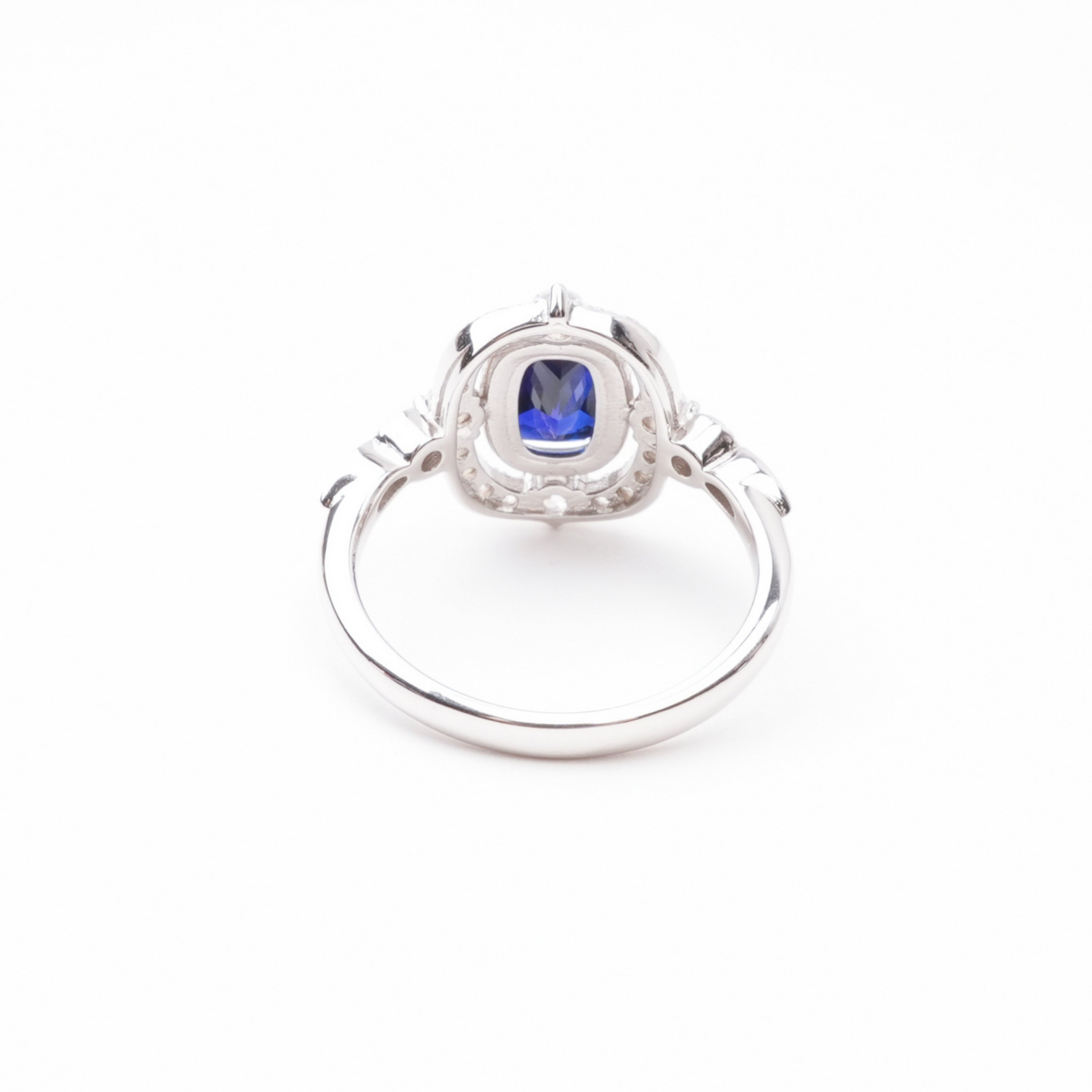 Teresa Blue Sapphire Oval Cut Crystal Sterling Silver Ring
