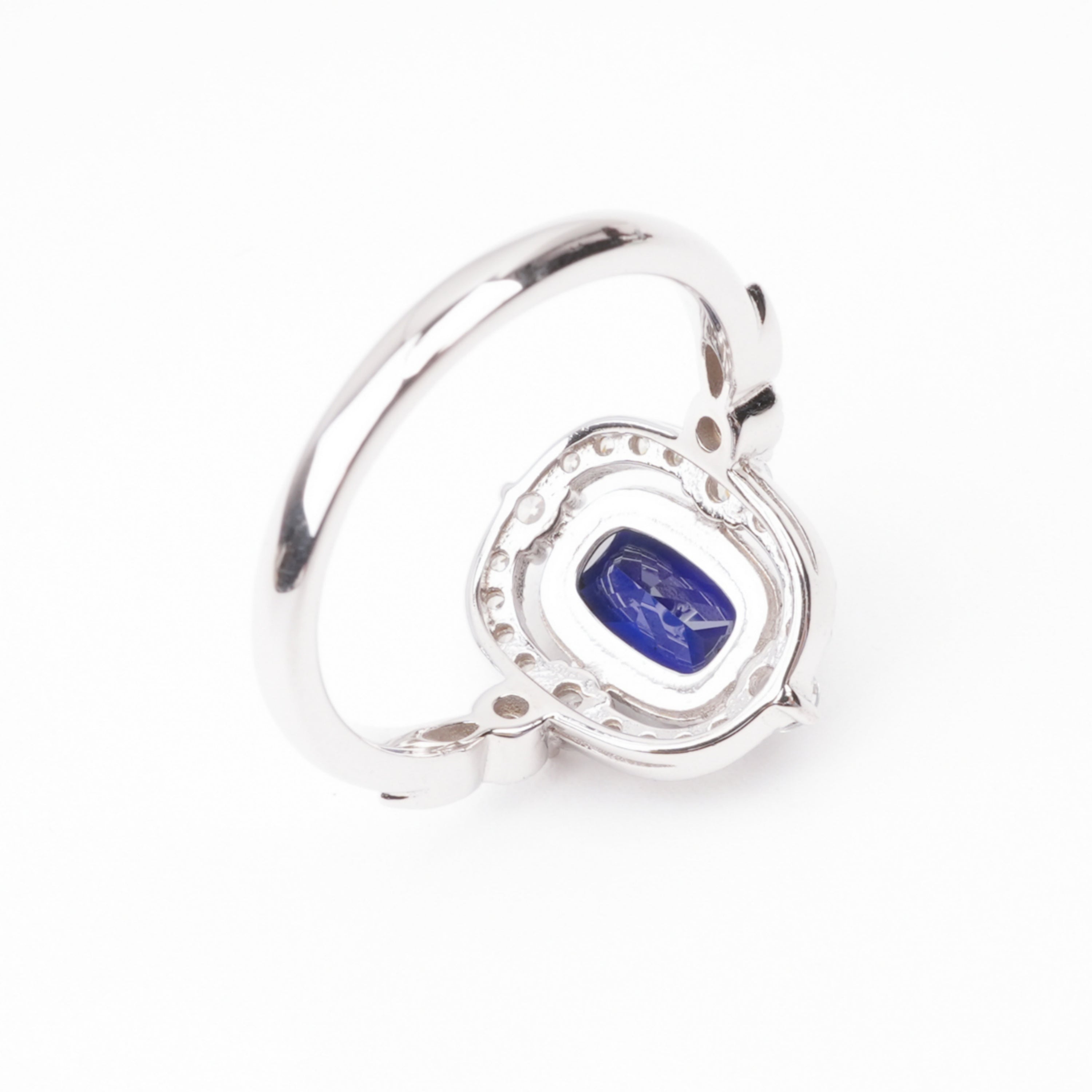 Teresa Blue Sapphire Oval Cut Crystal Sterling Silver Ring