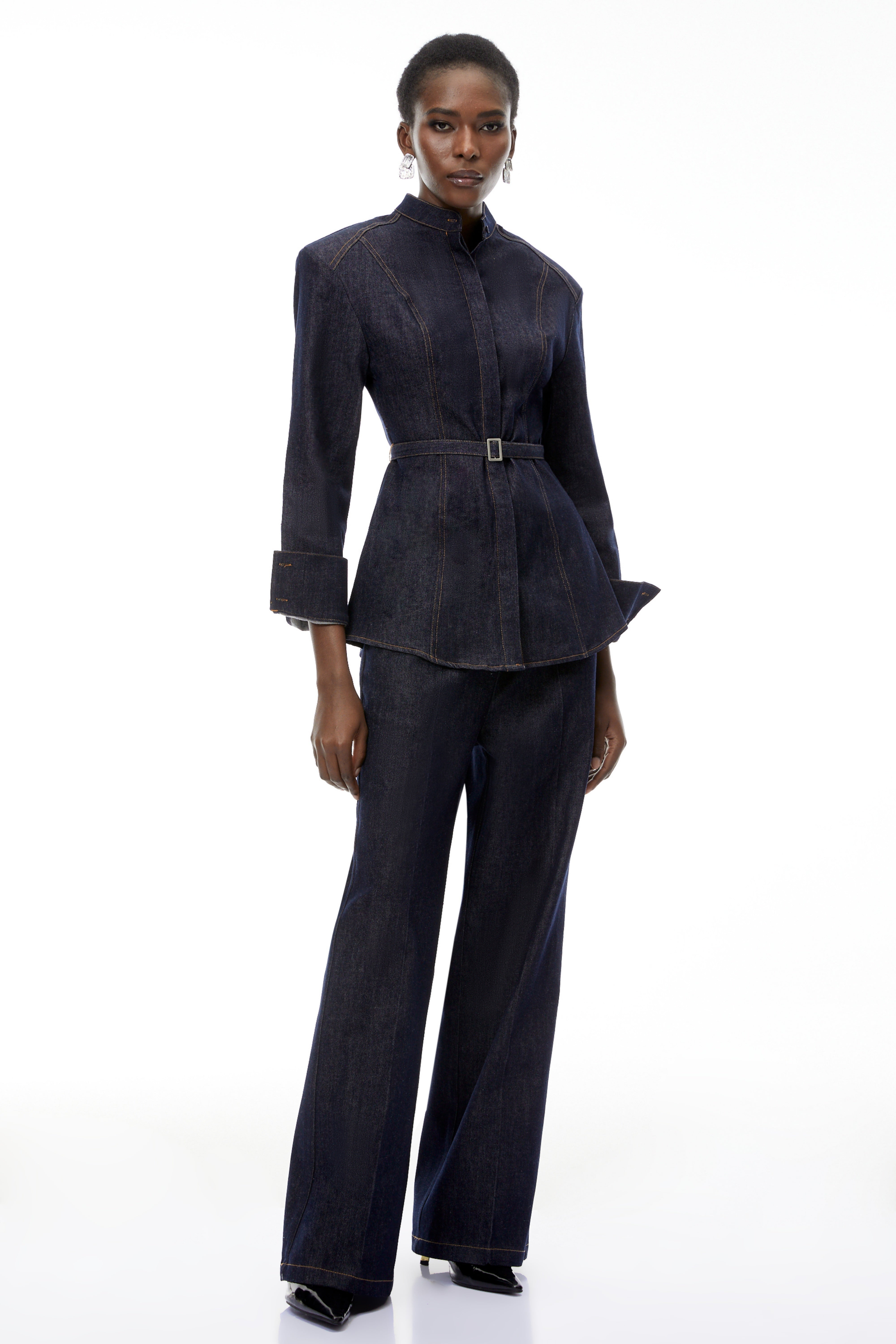 Thaddeus Blue Belted Blazer & Trousers Set (Final Sale-US Only)