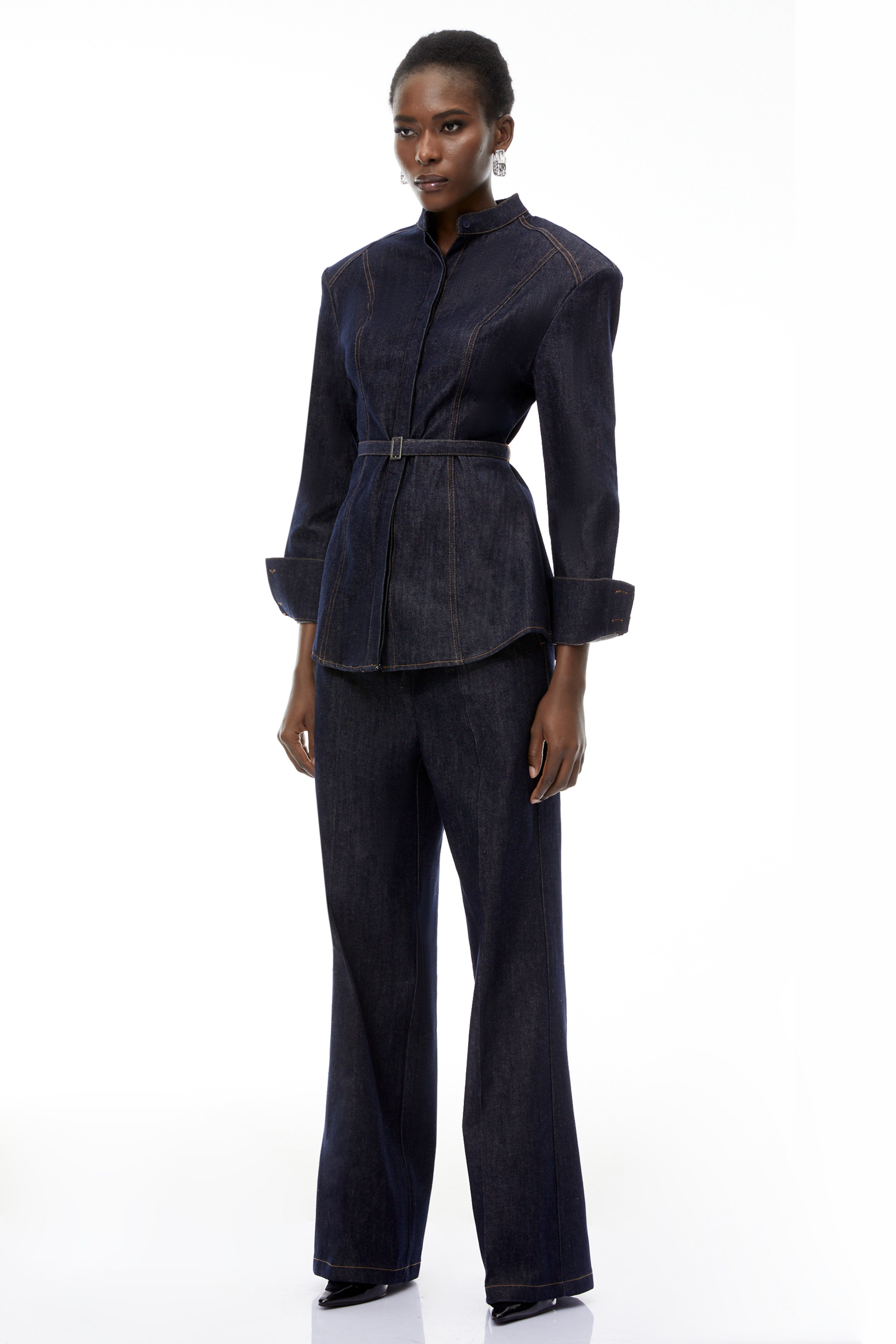 Thaddeus Blue Belted Blazer & Trousers Set