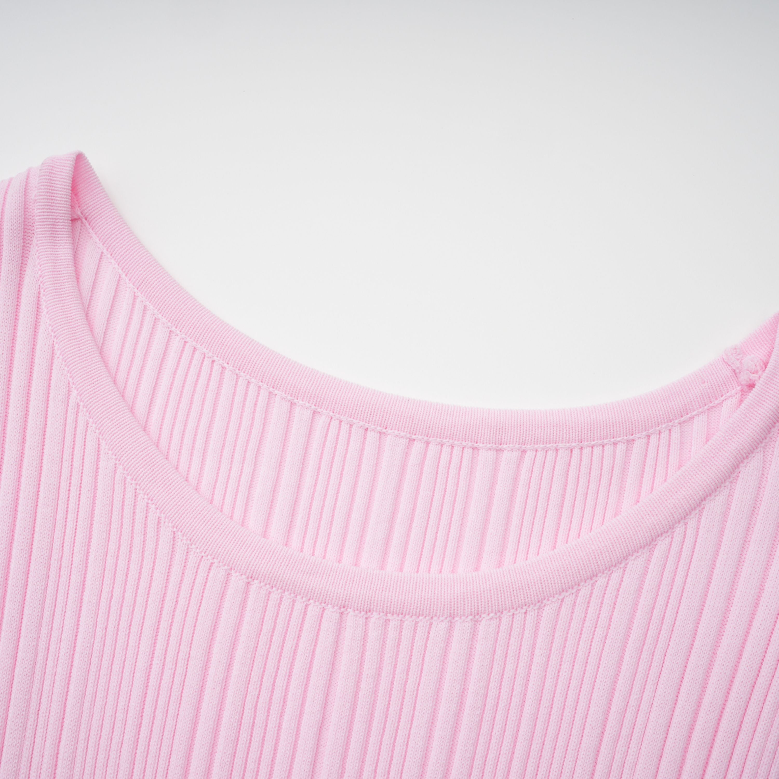 Thalya Pink Lace Trim Knit Midi Dress
