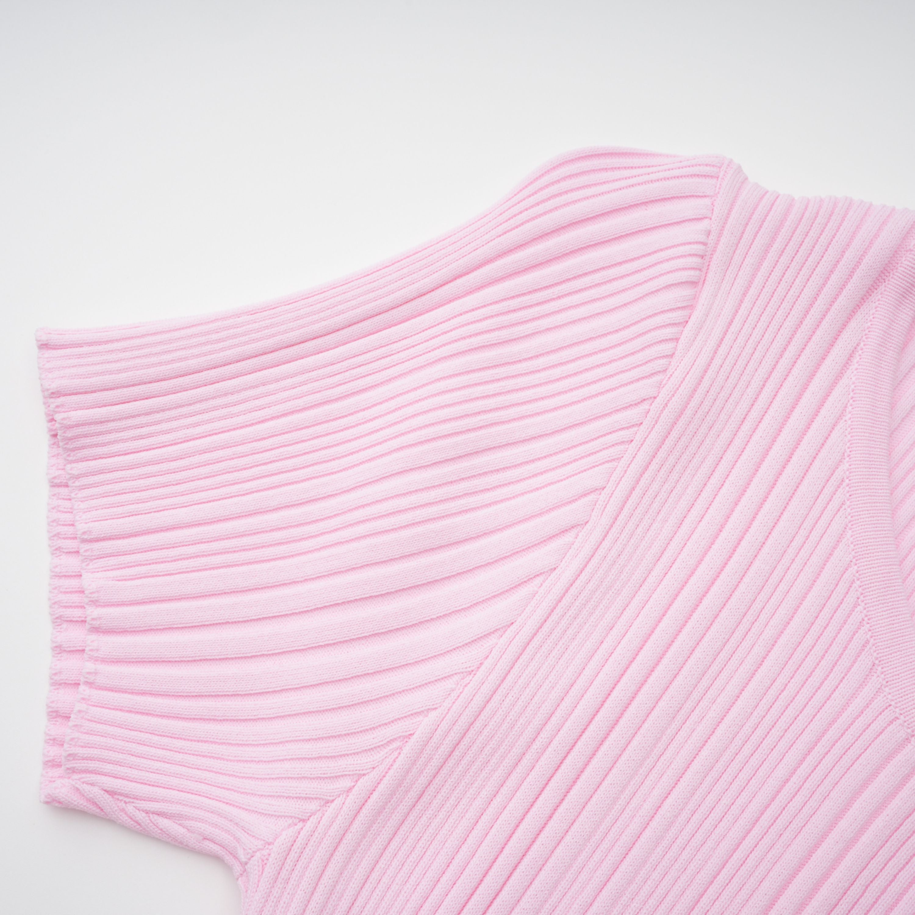 Thalya Pink Lace Trim Knit Midi Dress
