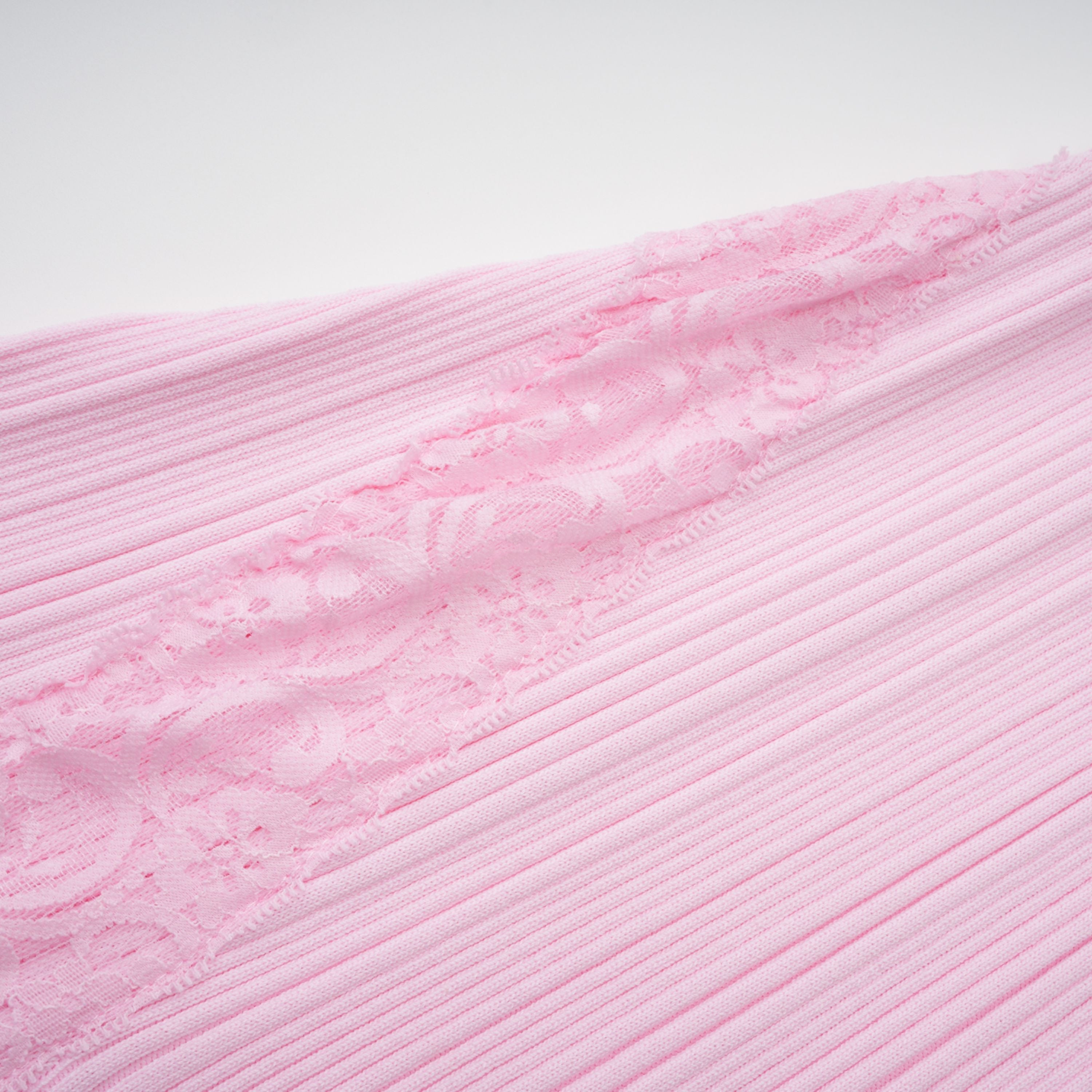 Thalya Pink Lace Trim Knit Midi Dress (Final Sale-US Only)