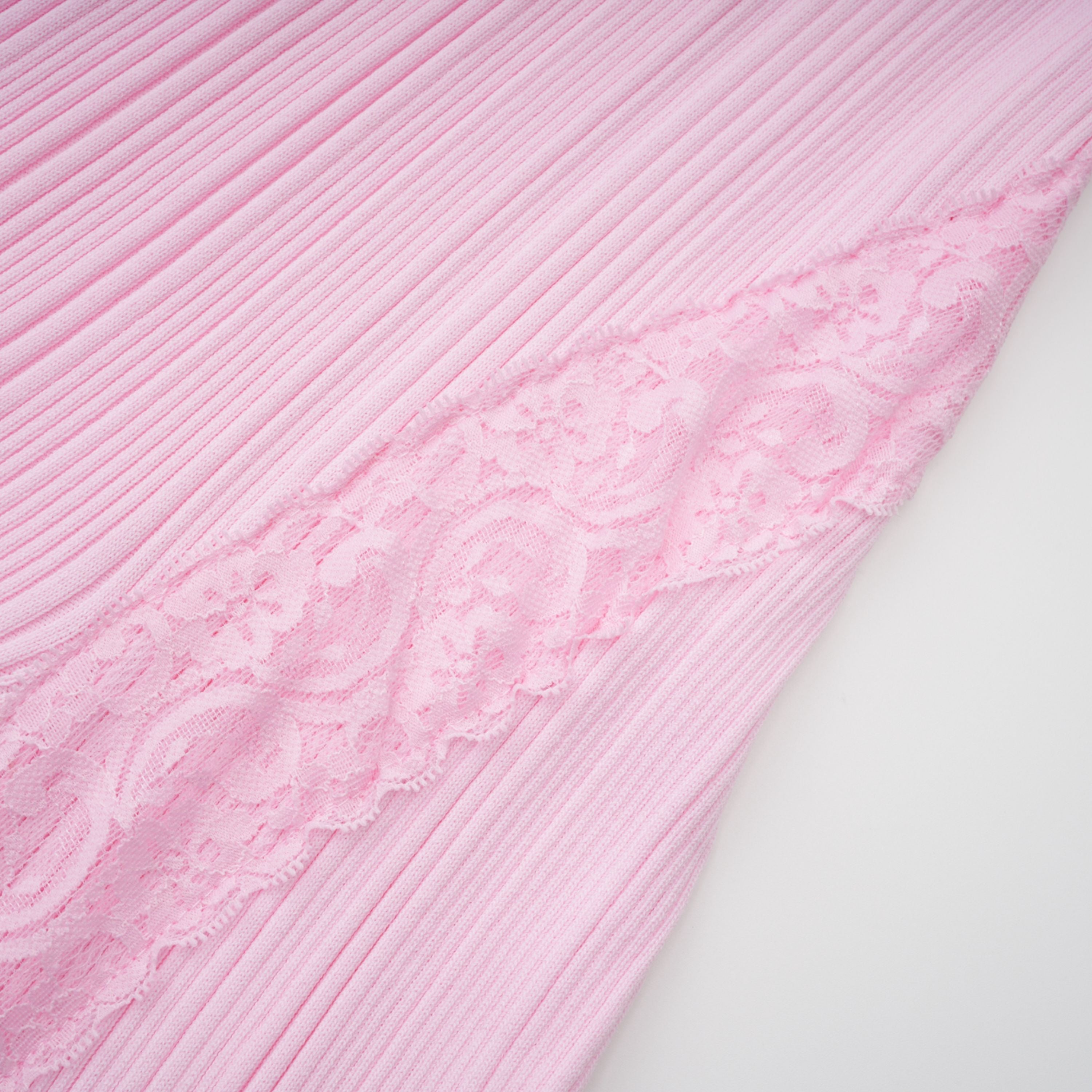 Thalya Pink Lace Trim Knit Midi Dress (Final Sale-US Only)