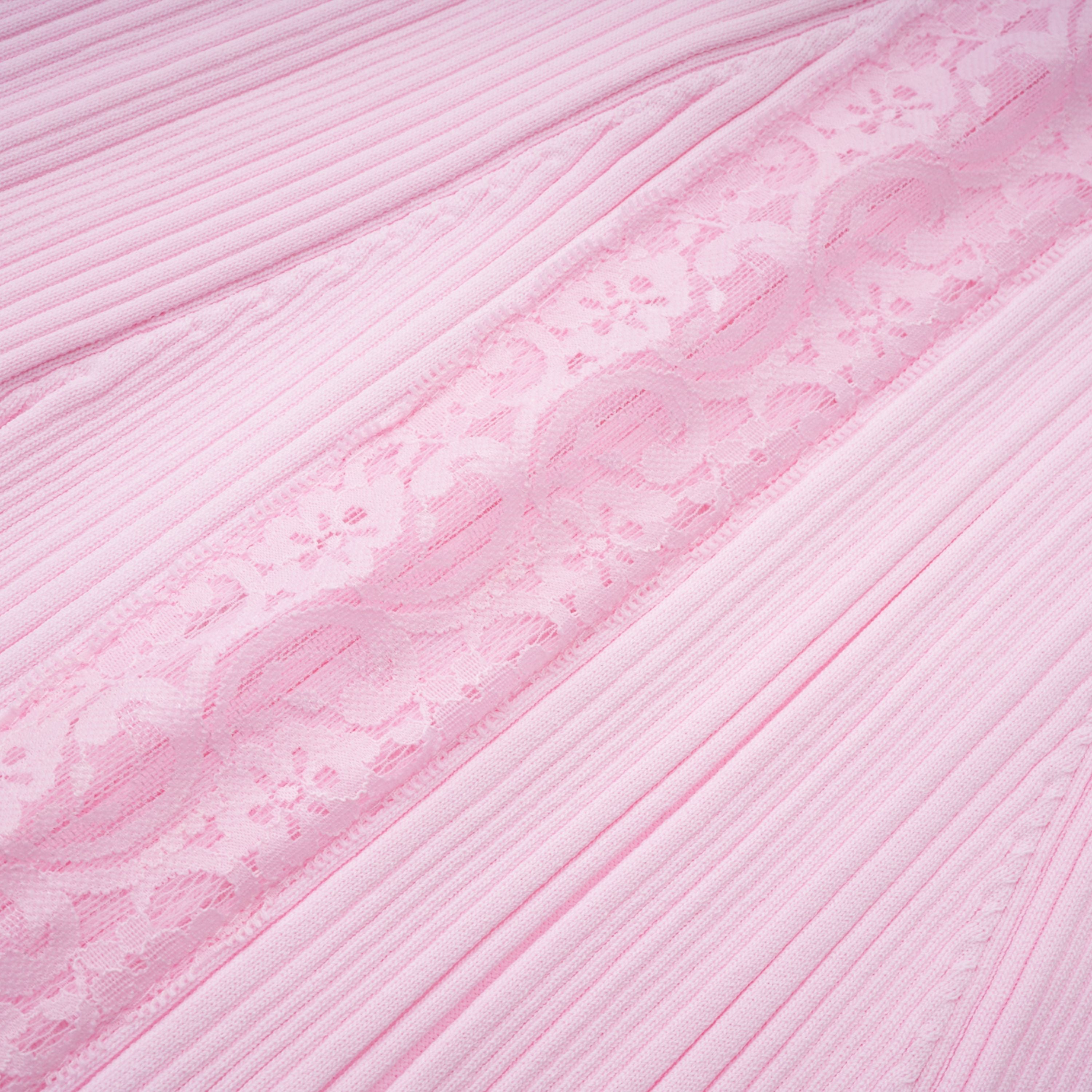 Thalya Pink Lace Trim Knit Midi Dress (Final Sale-US Only)