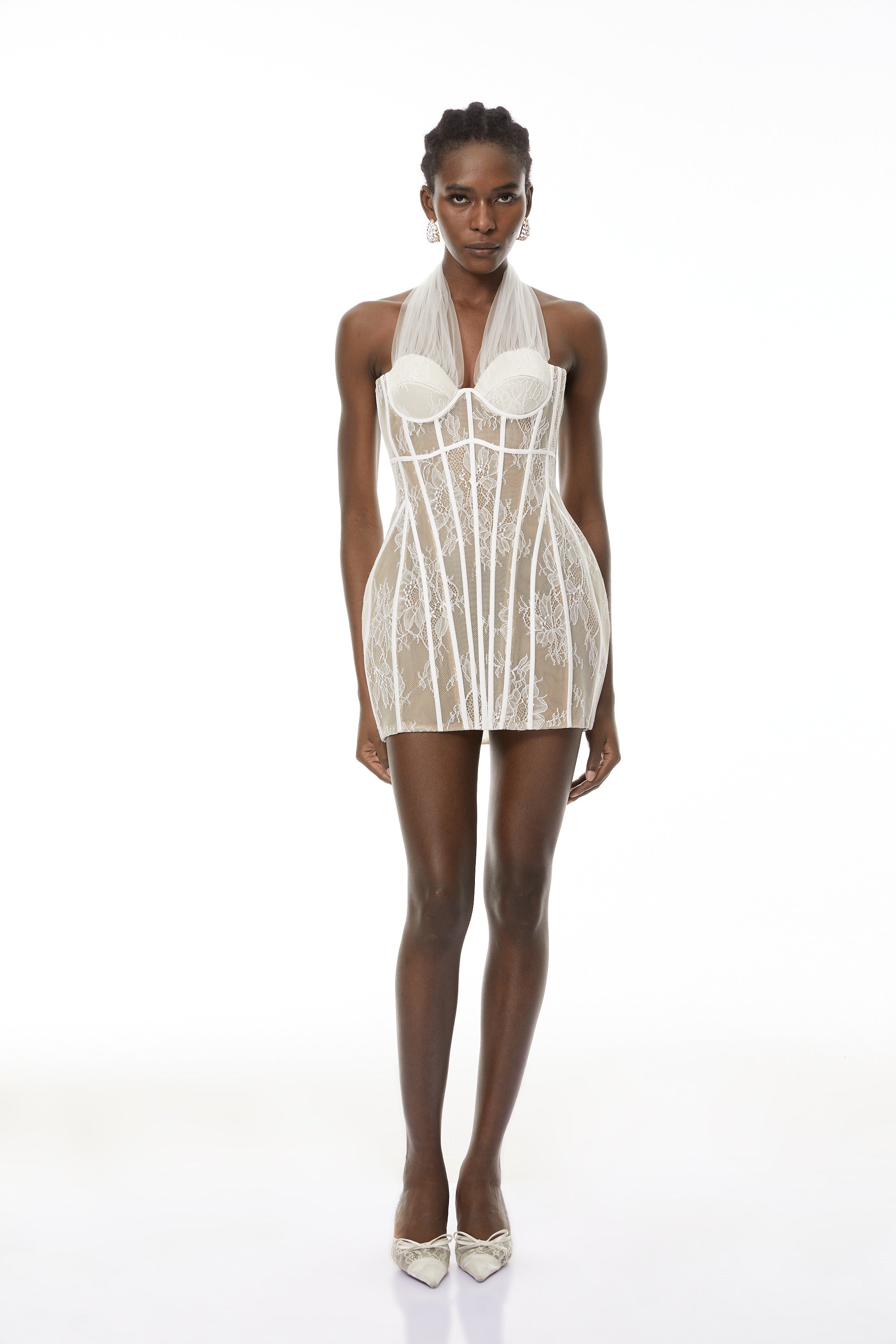 Thembeka White Halterneck Lace Mini Dress (Final Sale)
