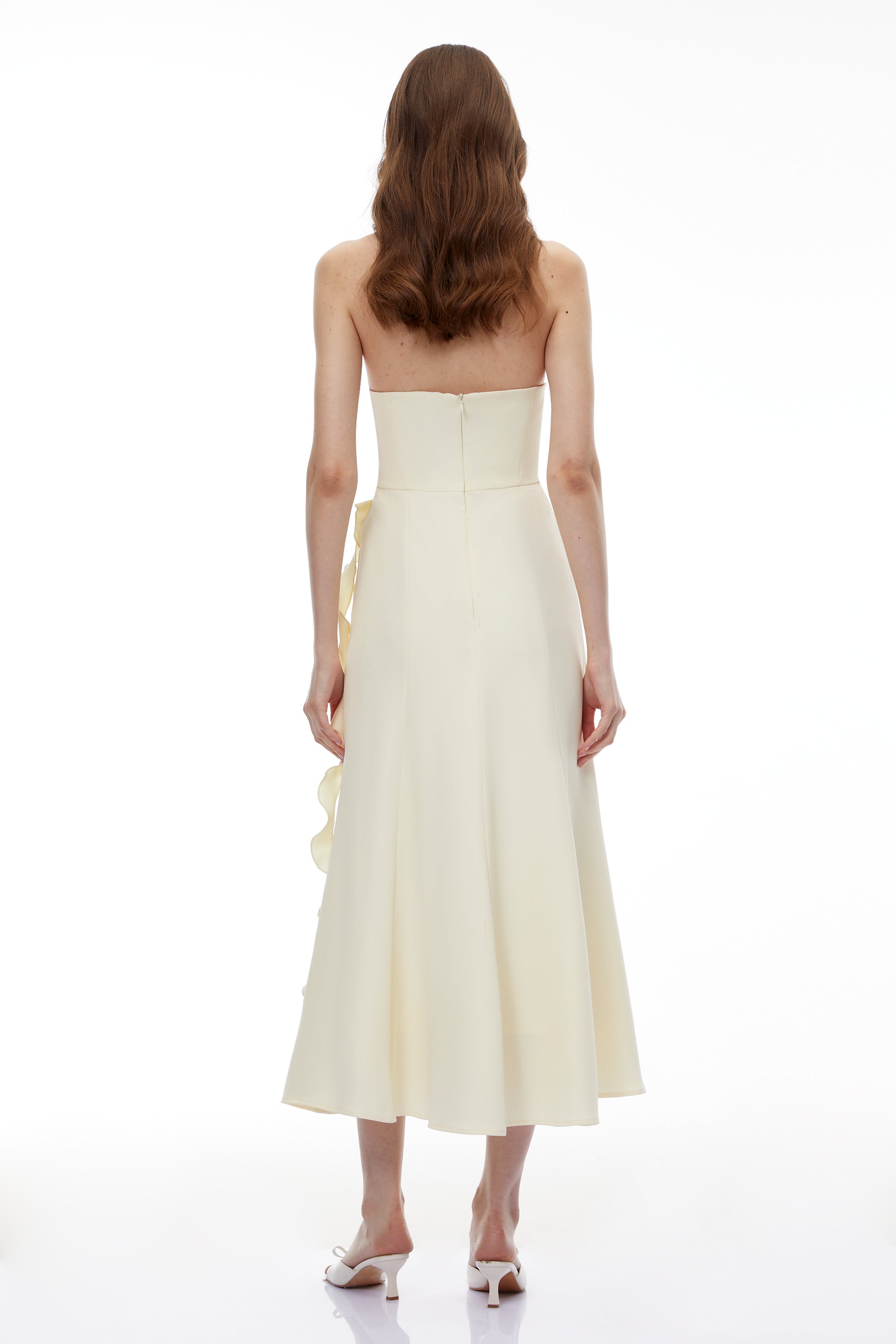 Theodosia Cream White Off Shoulder Maxi Dress with 3D Petals