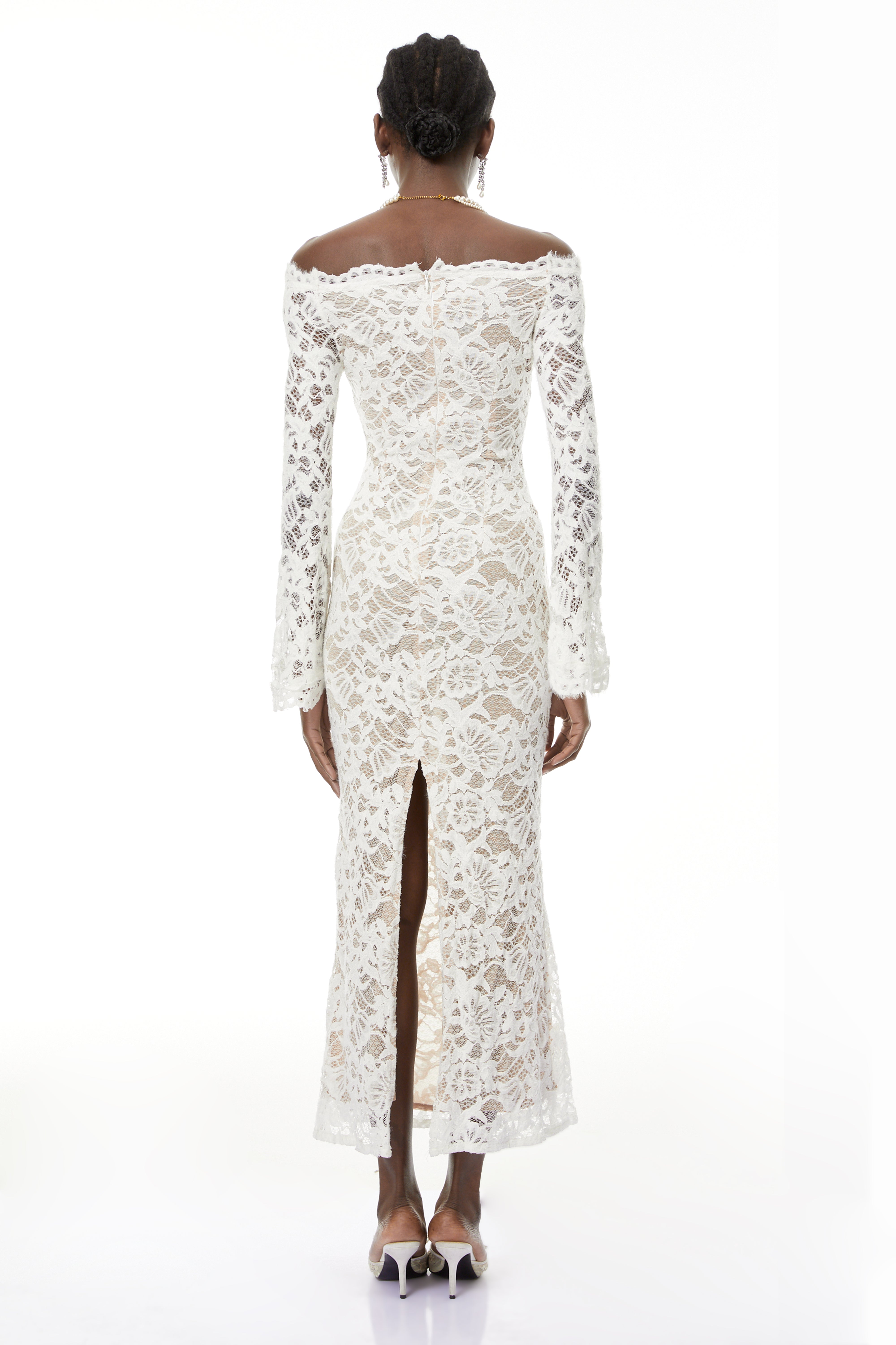 Theresa White Semi-Sheer Floral Lace Maxi Dress (Final Sale-US Only)