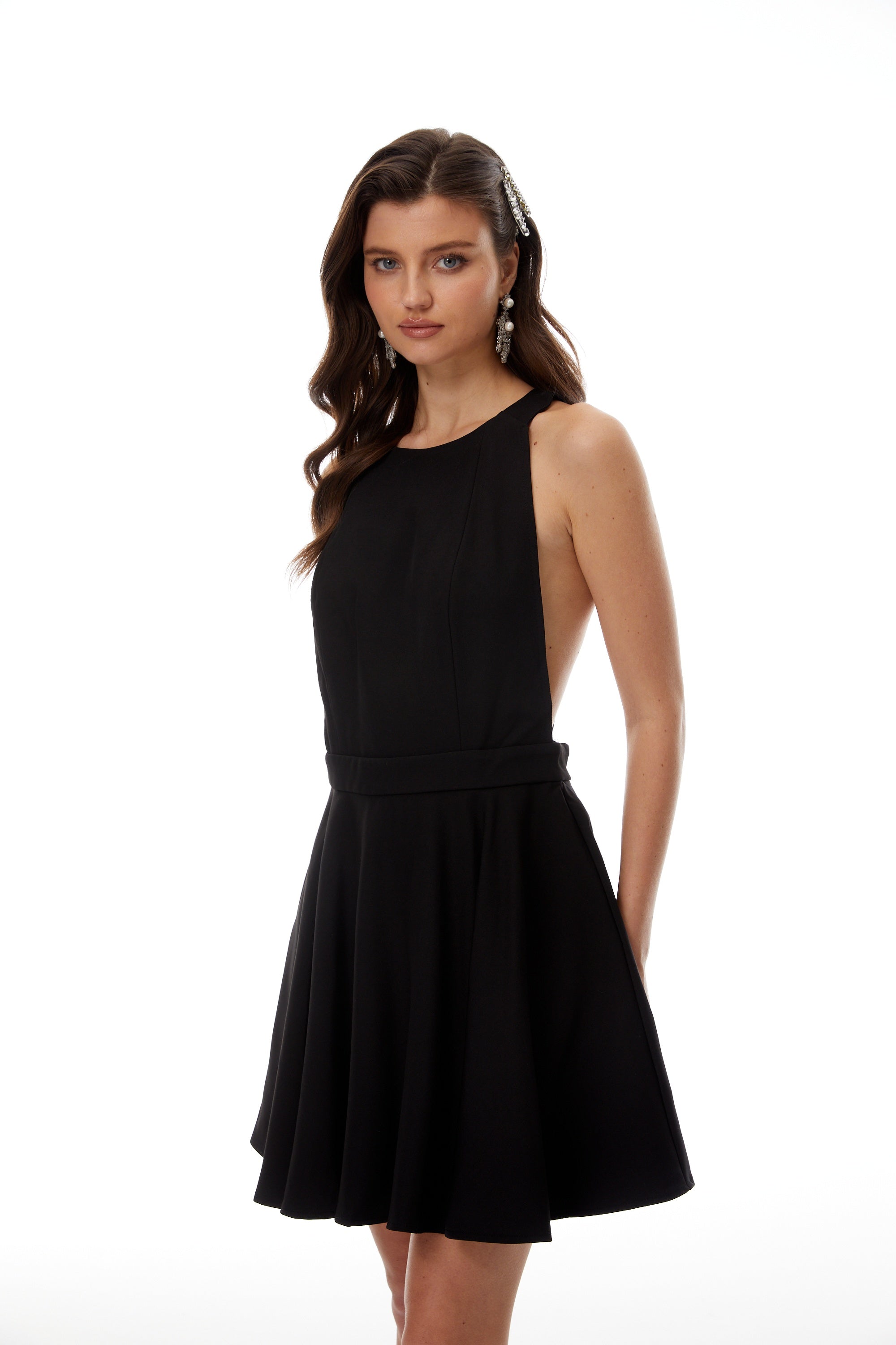 Tova Black Open Back Mini Dress (Final Sale)
