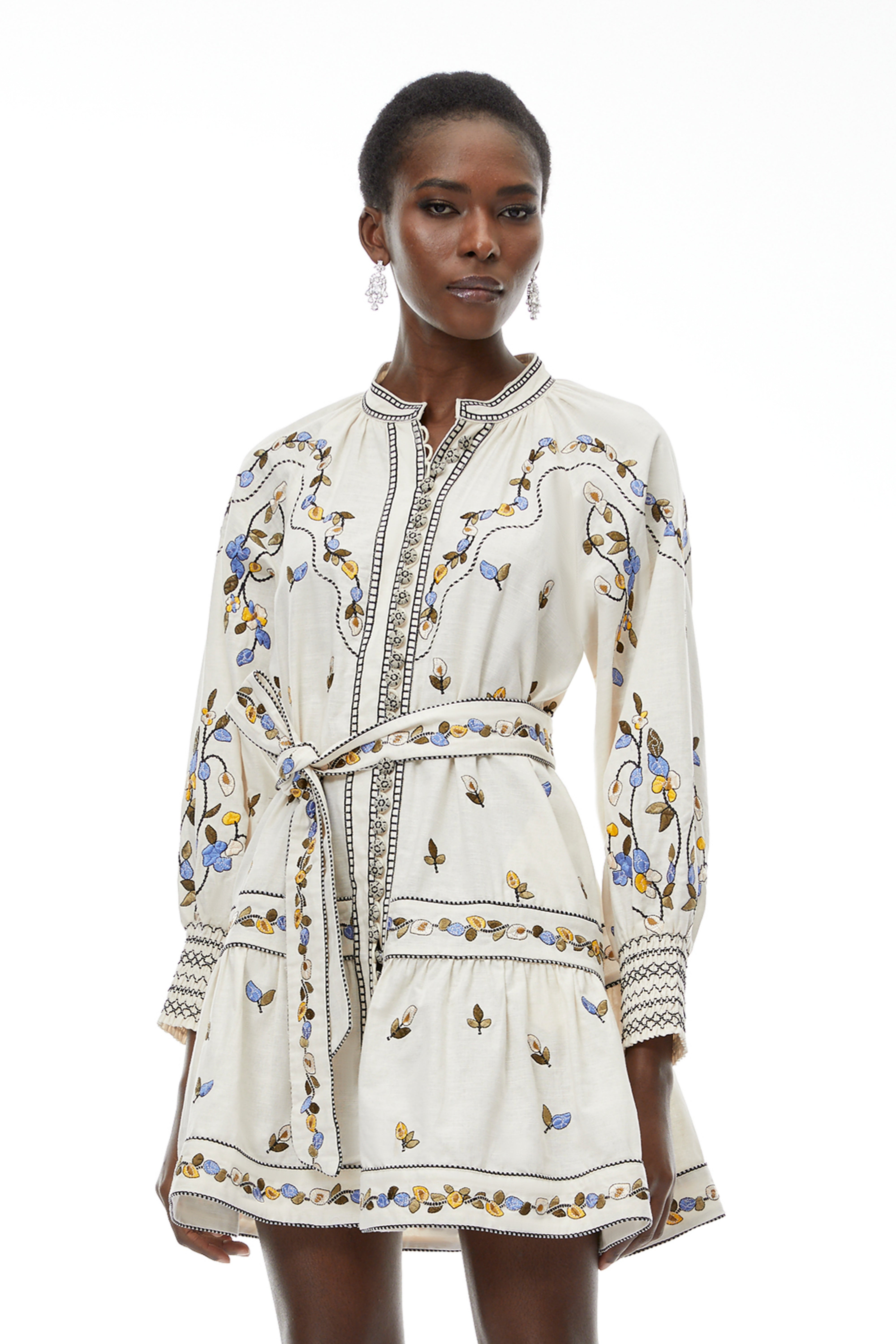 Tove White Floral Embroidered Mini Dress