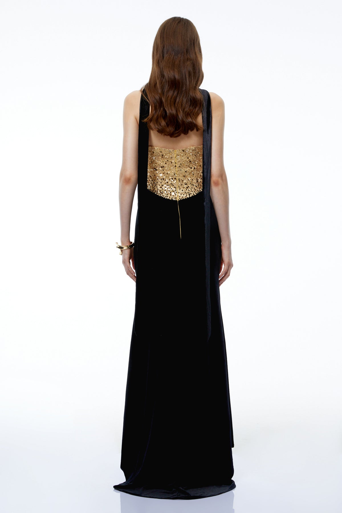 tui black ruched maxi dress with front slit