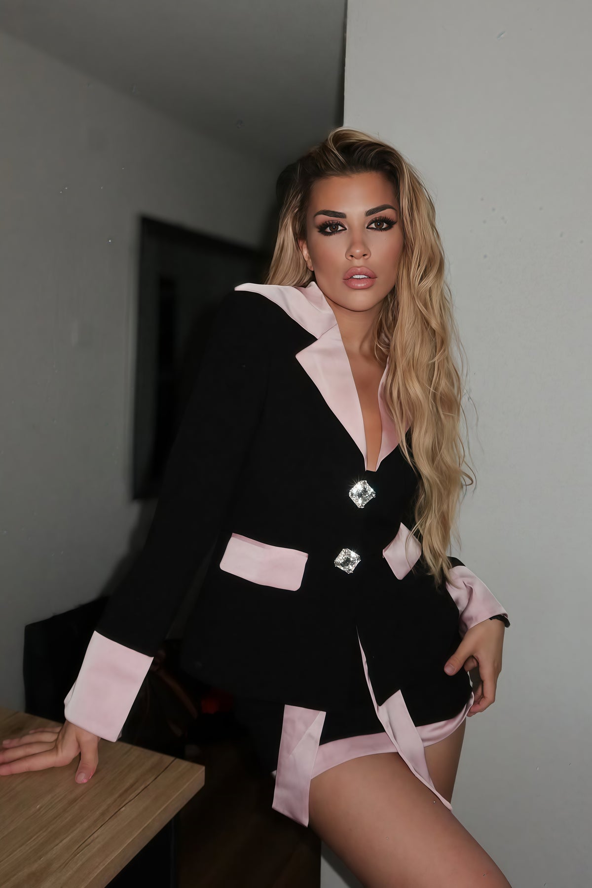 uaine black two-piece jacket and skirt set (final sale-us only)