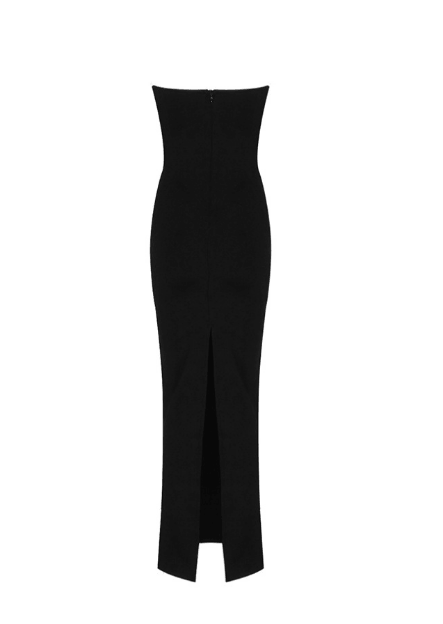 MUSE CUT OUT STRAPLESS MAXI DRESS WITH RHINESTONES - Black