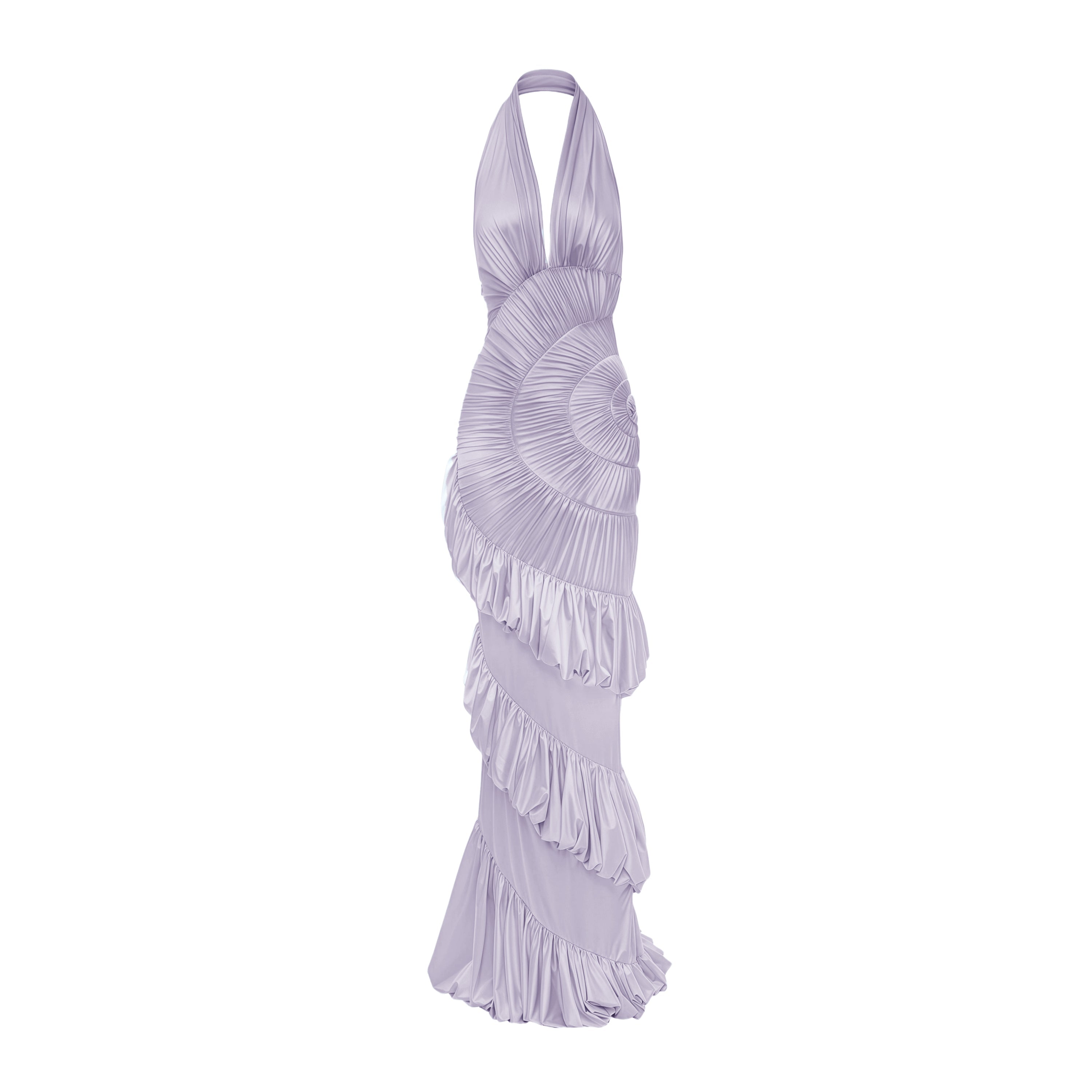 Vilhelmiina Purple Halterneck Shirred Maxi Dress