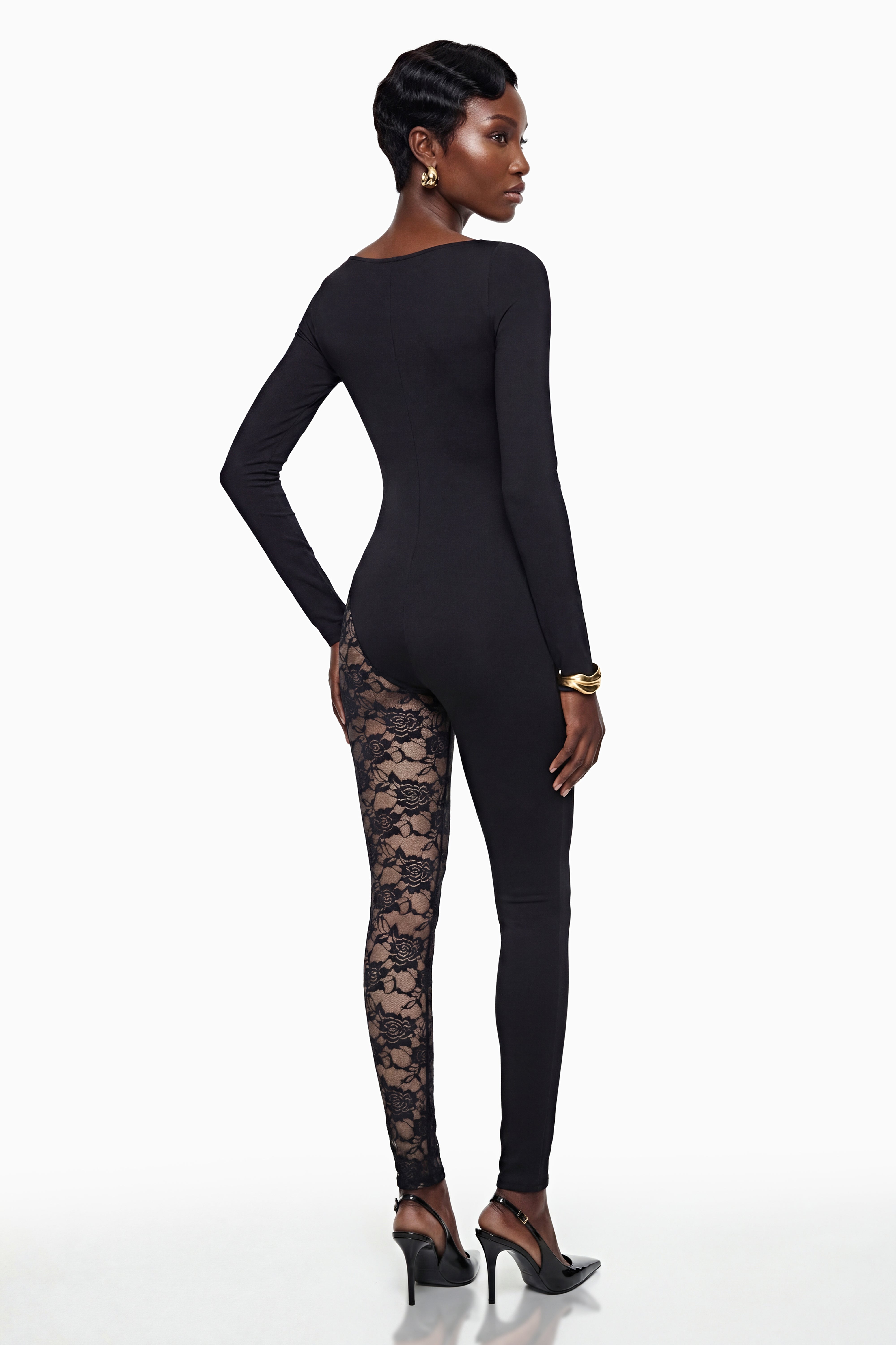 Vilma Black Lace Panel Jumpsuit