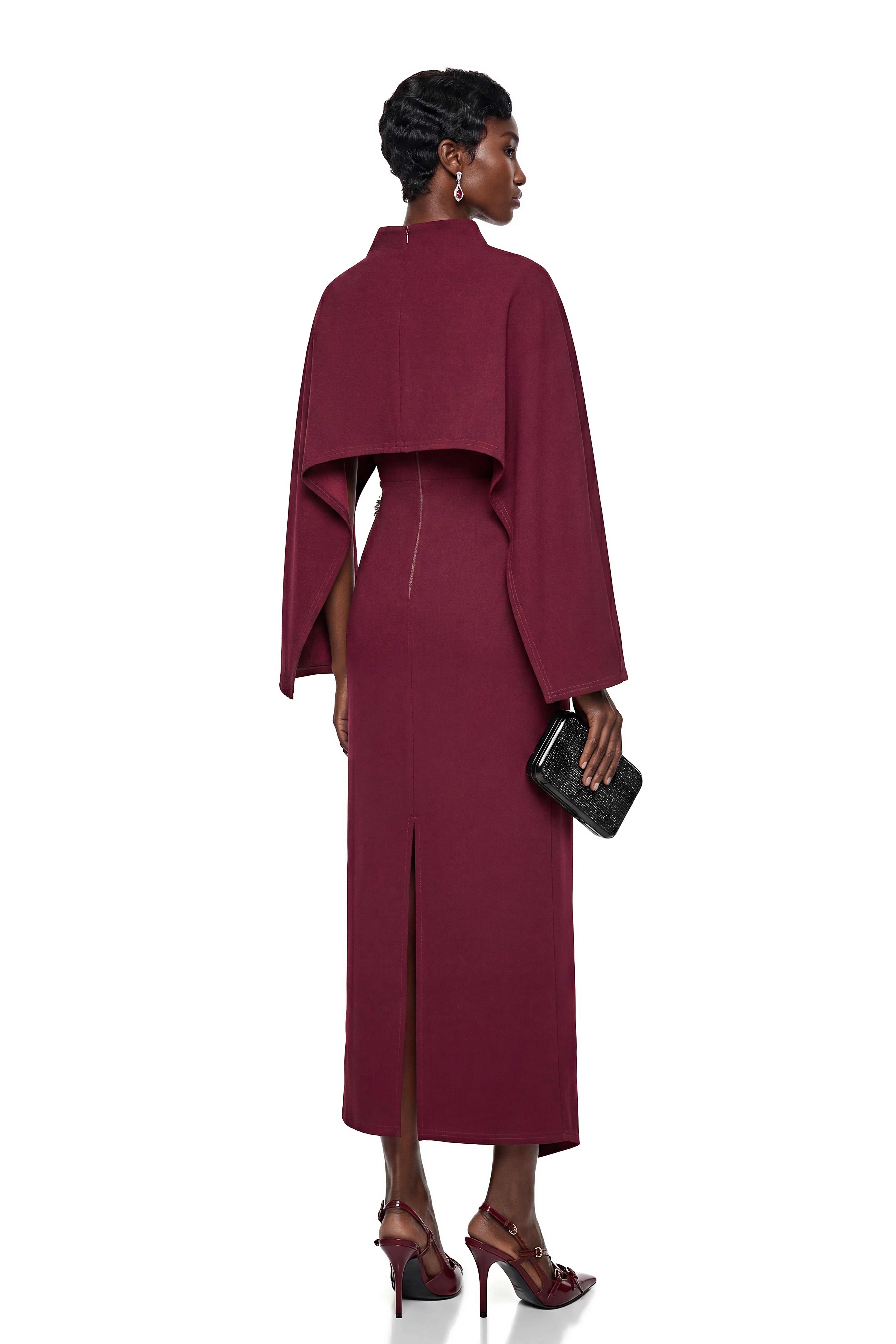 Violet Burgundy Cape Maxi Dress