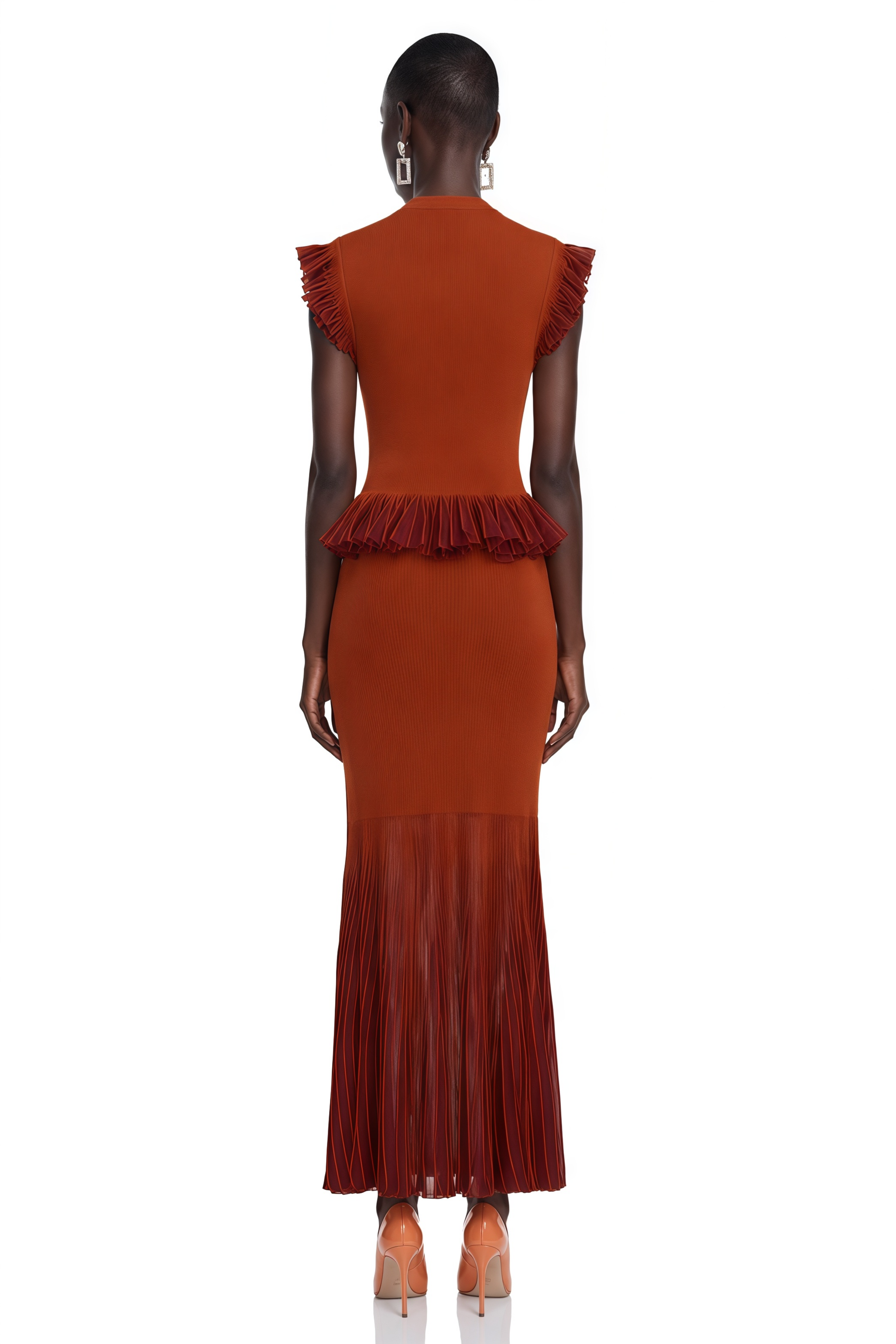 Virginia Red Top & Skirt Set with Ruffled Trim