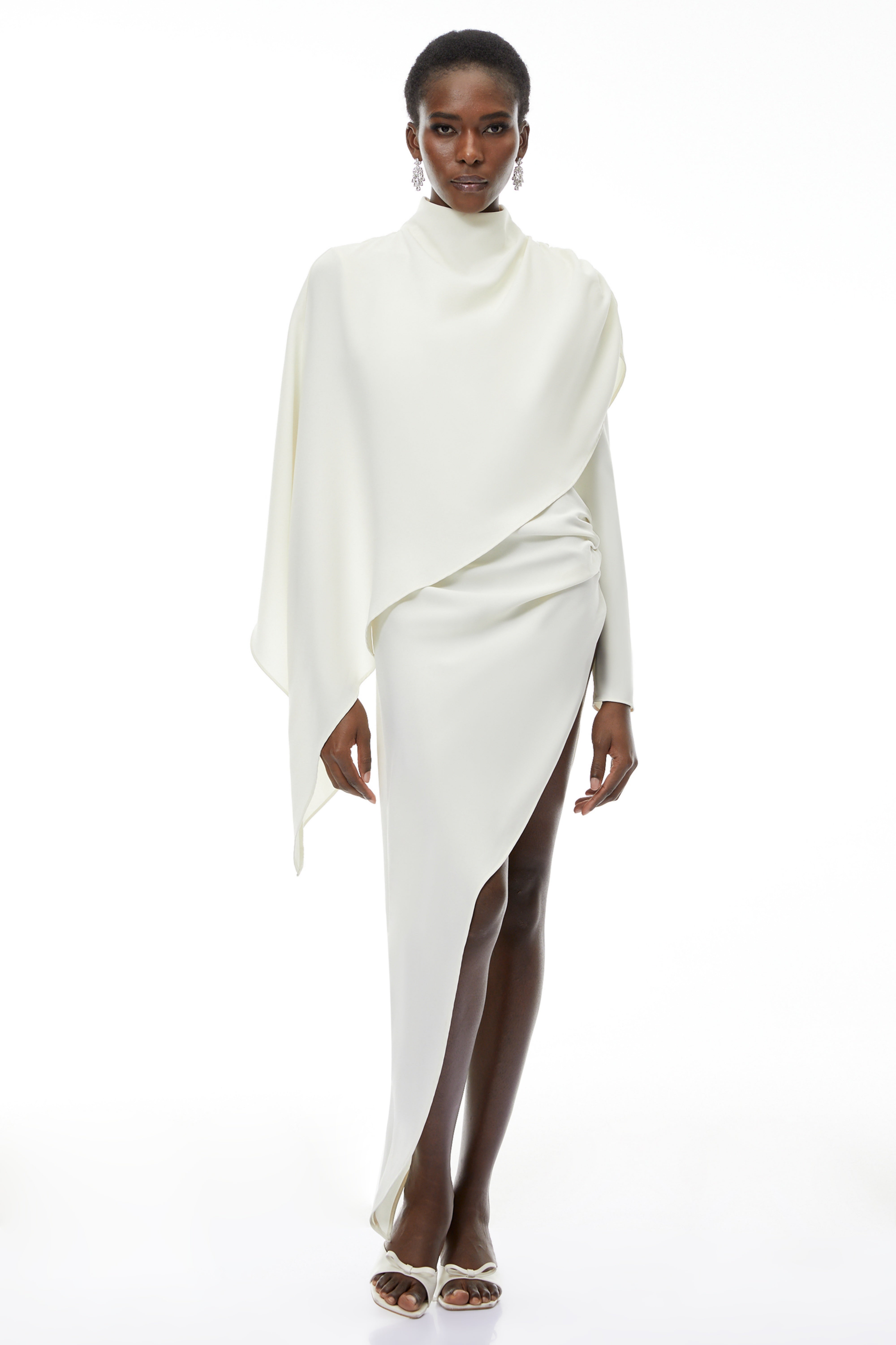 Vuyiswa White Asymmetrical Cape Top