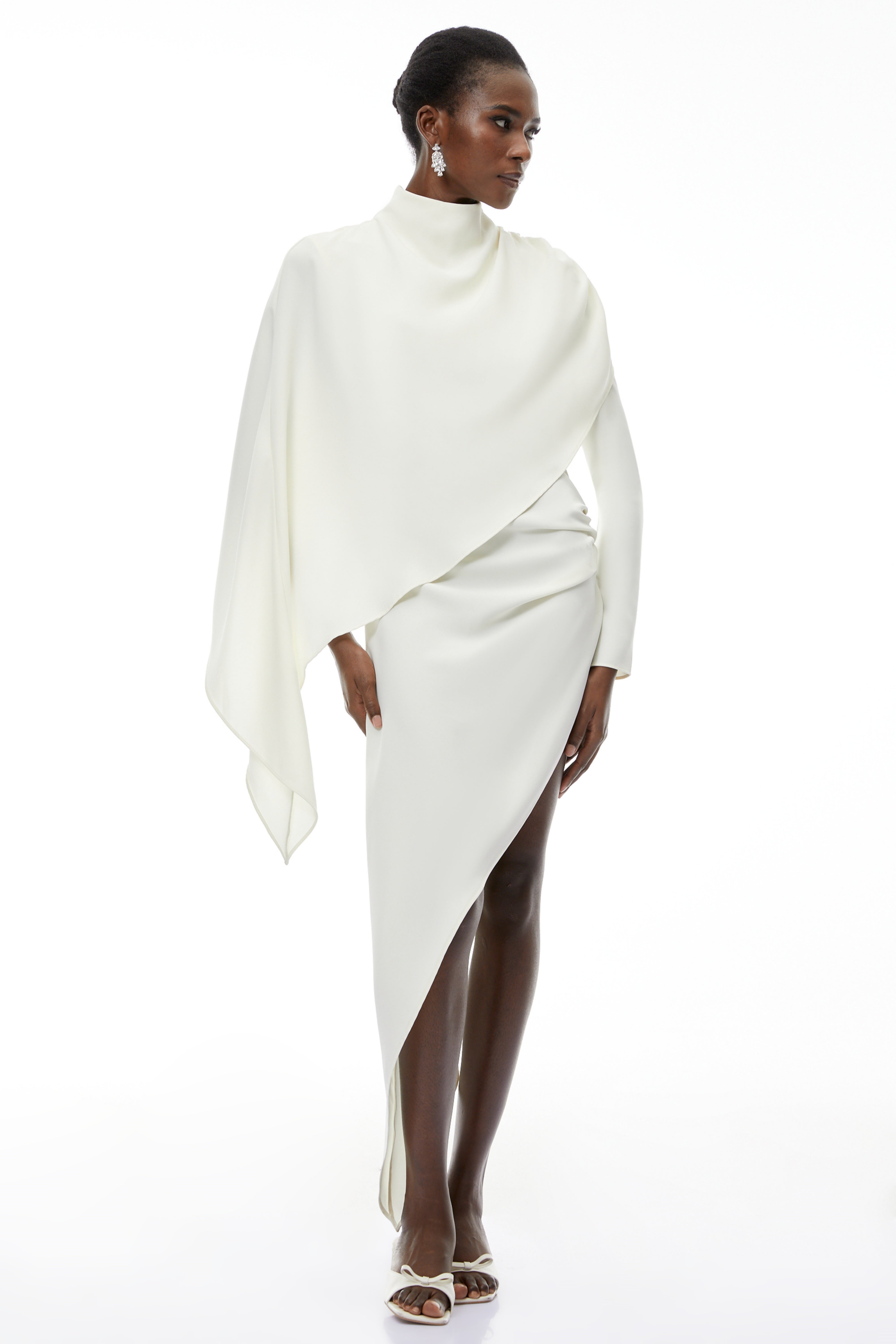 Vuyiswa White Asymmetrical Cape Top