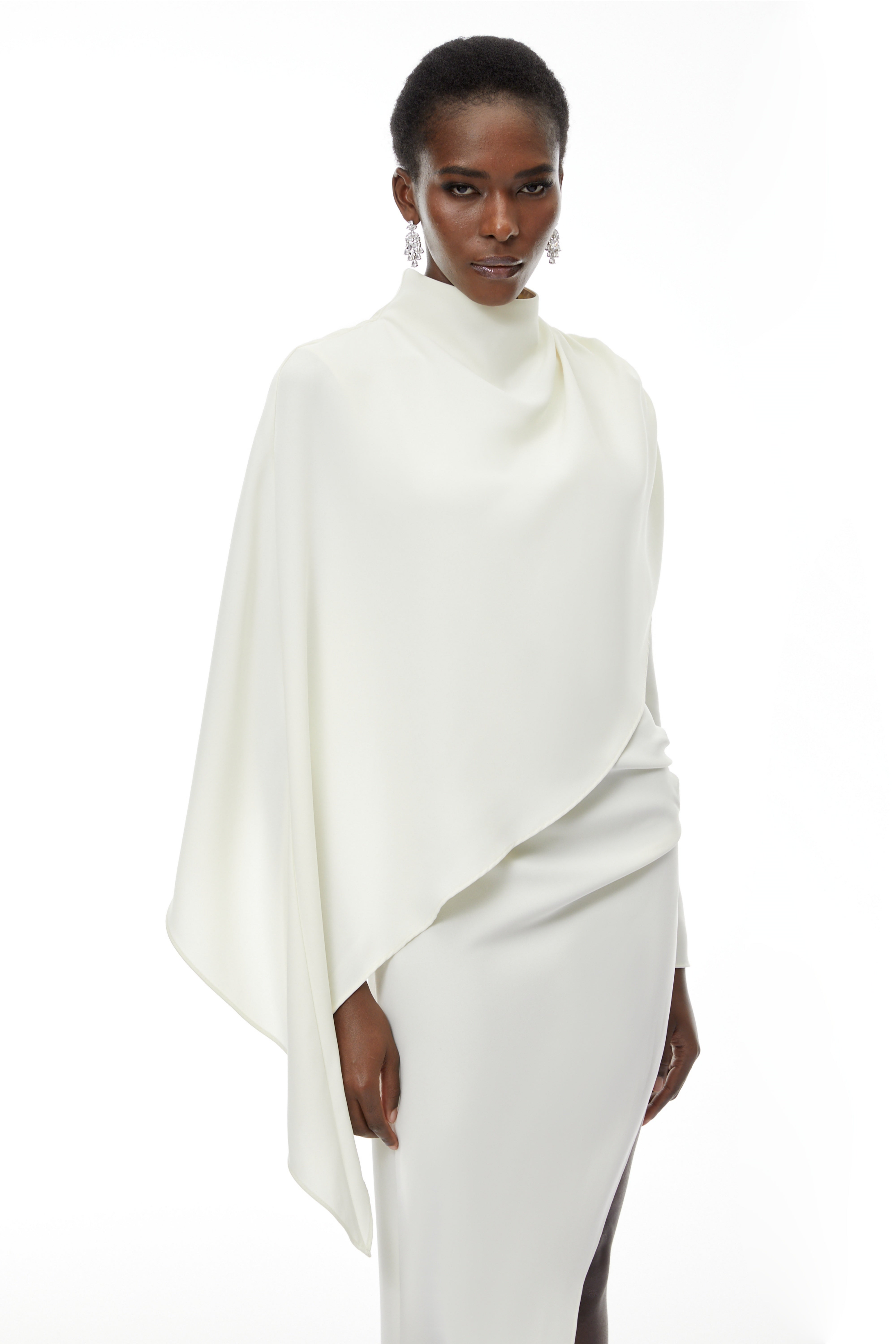 Vuyiswa White Asymmetrical Cape Top