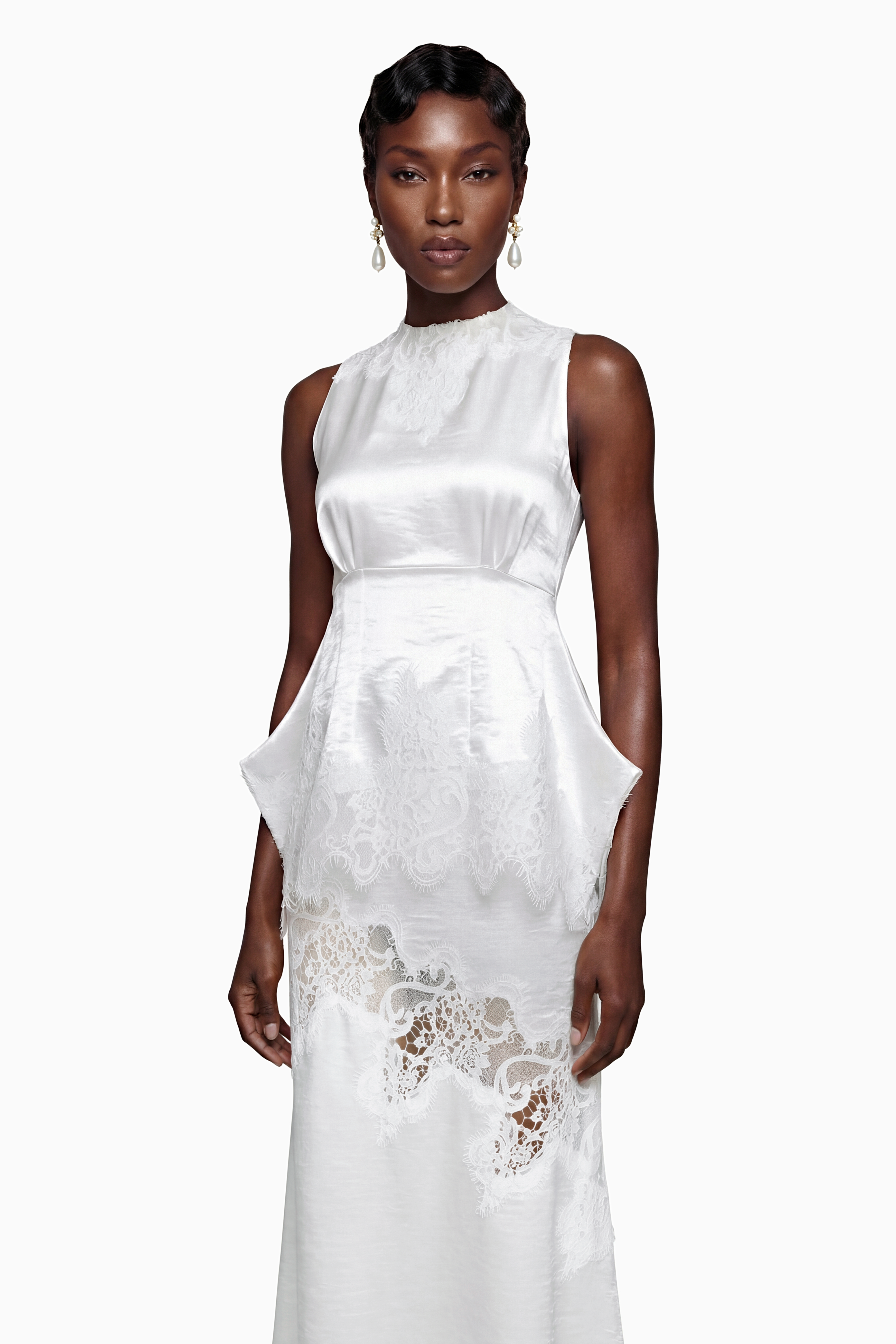 Waltraud White Lace Top & Mermaid Skirt Set
