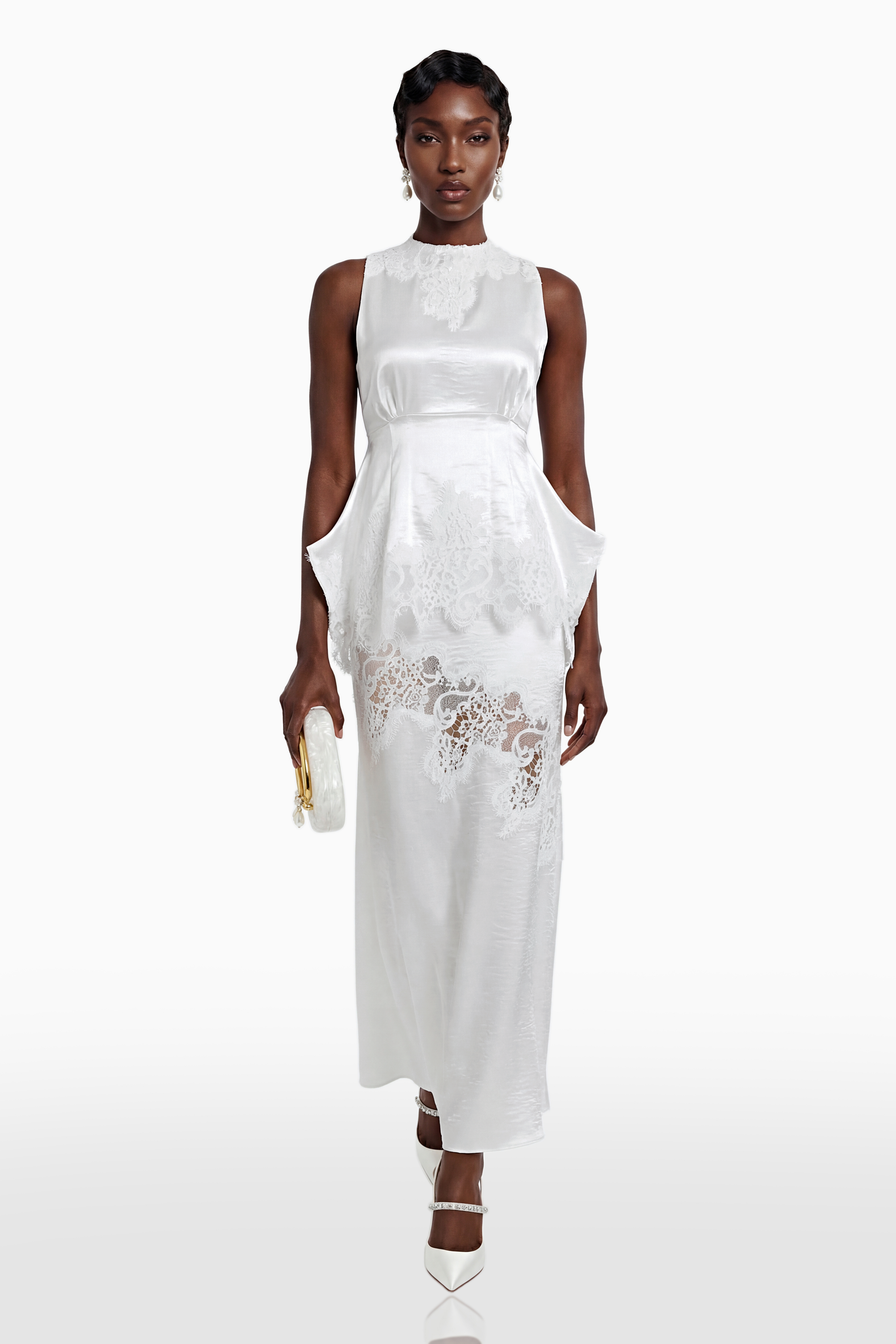 Waltraud White Lace Top & Mermaid Skirt Set