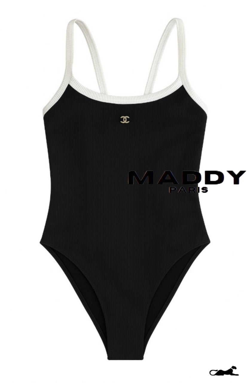 CHANTELLE RIBBED STRETCH ONE-PIECE SWIMSUIT – BLACK