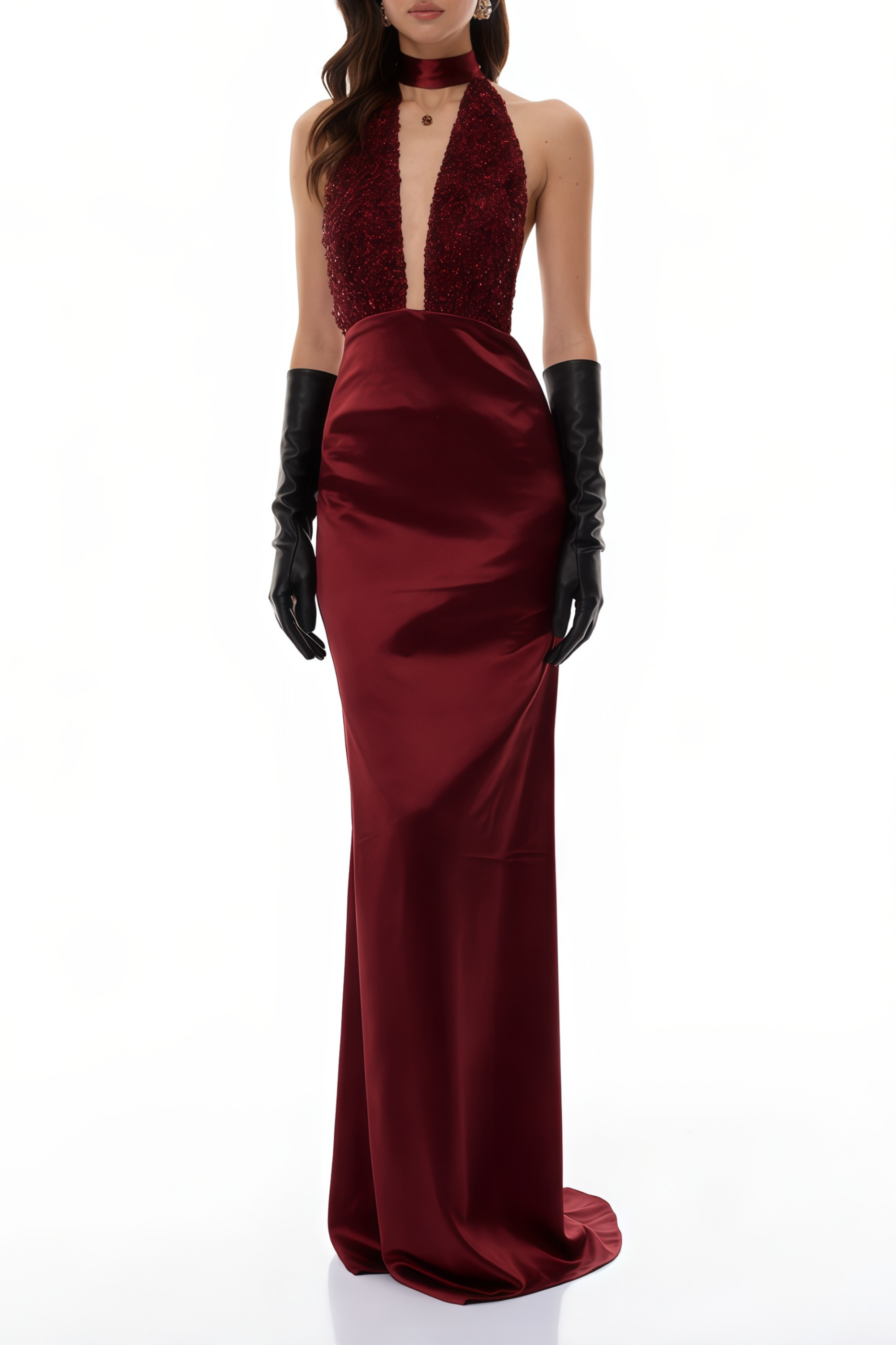 Whitley Red Sequin Open Back Maxi Gown (Final Sale-US Only)