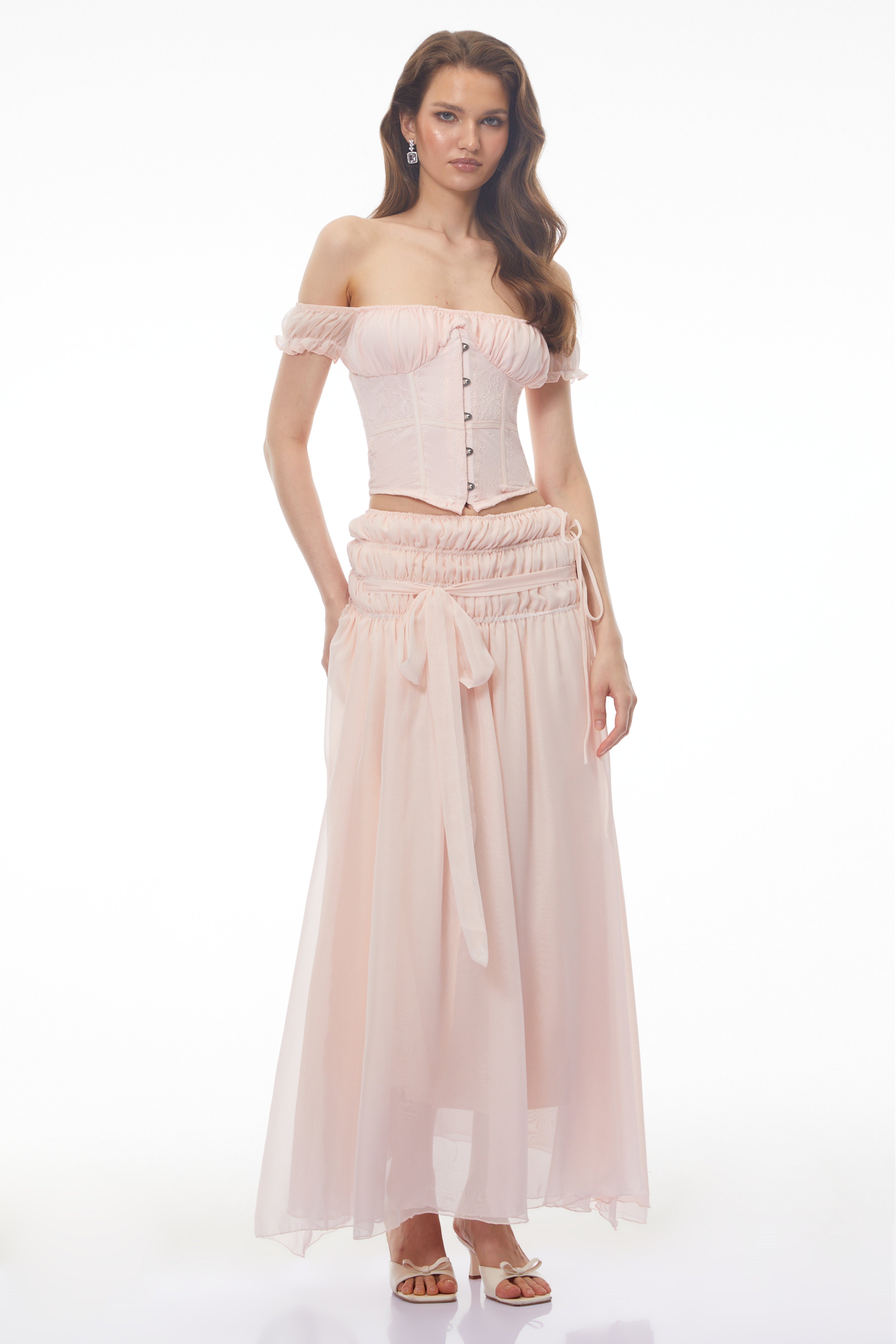 Wikitoria Pink Sweetheart Lace Top & Skirt Set