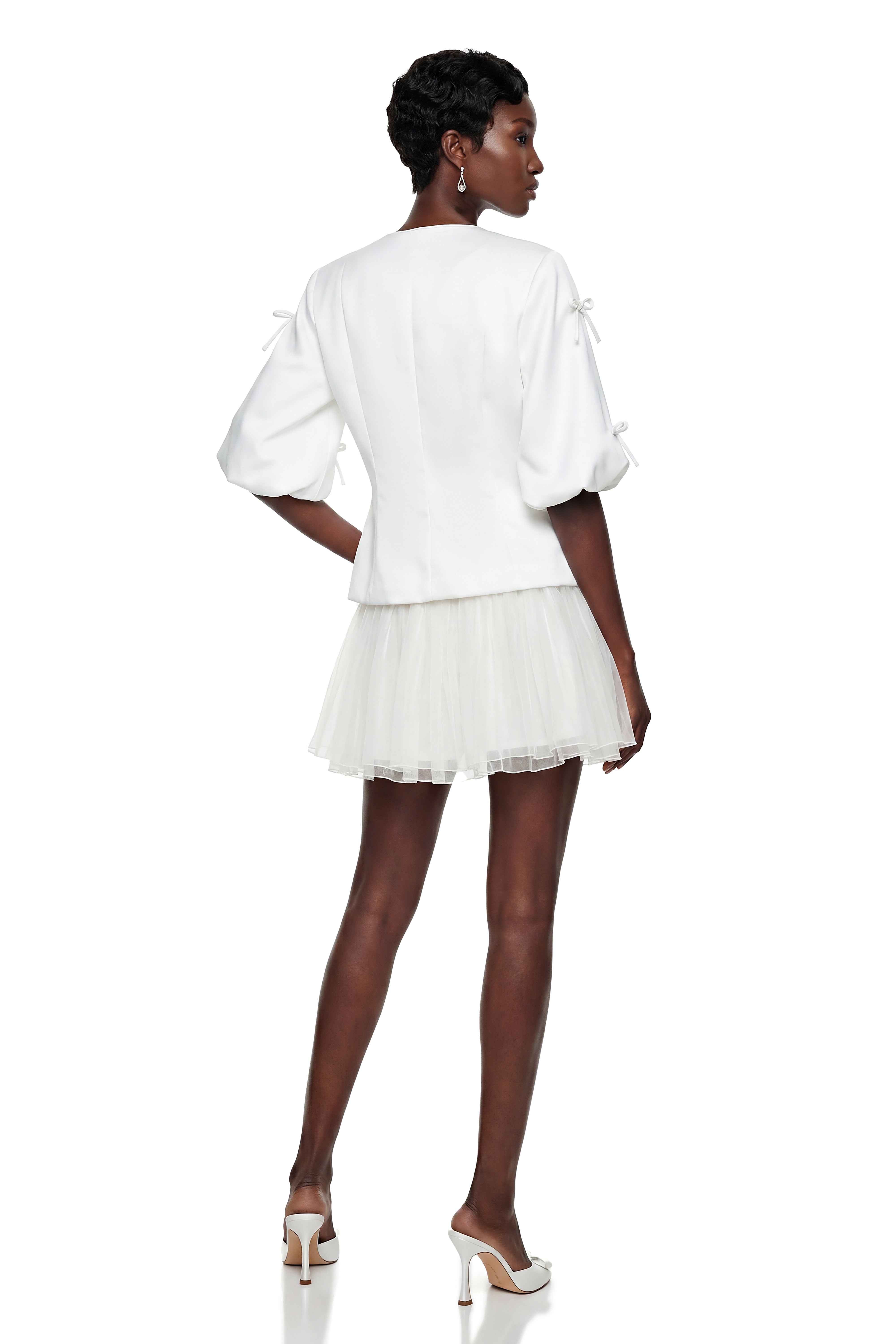 Willow White Puff Sleeve Blouse with Bow