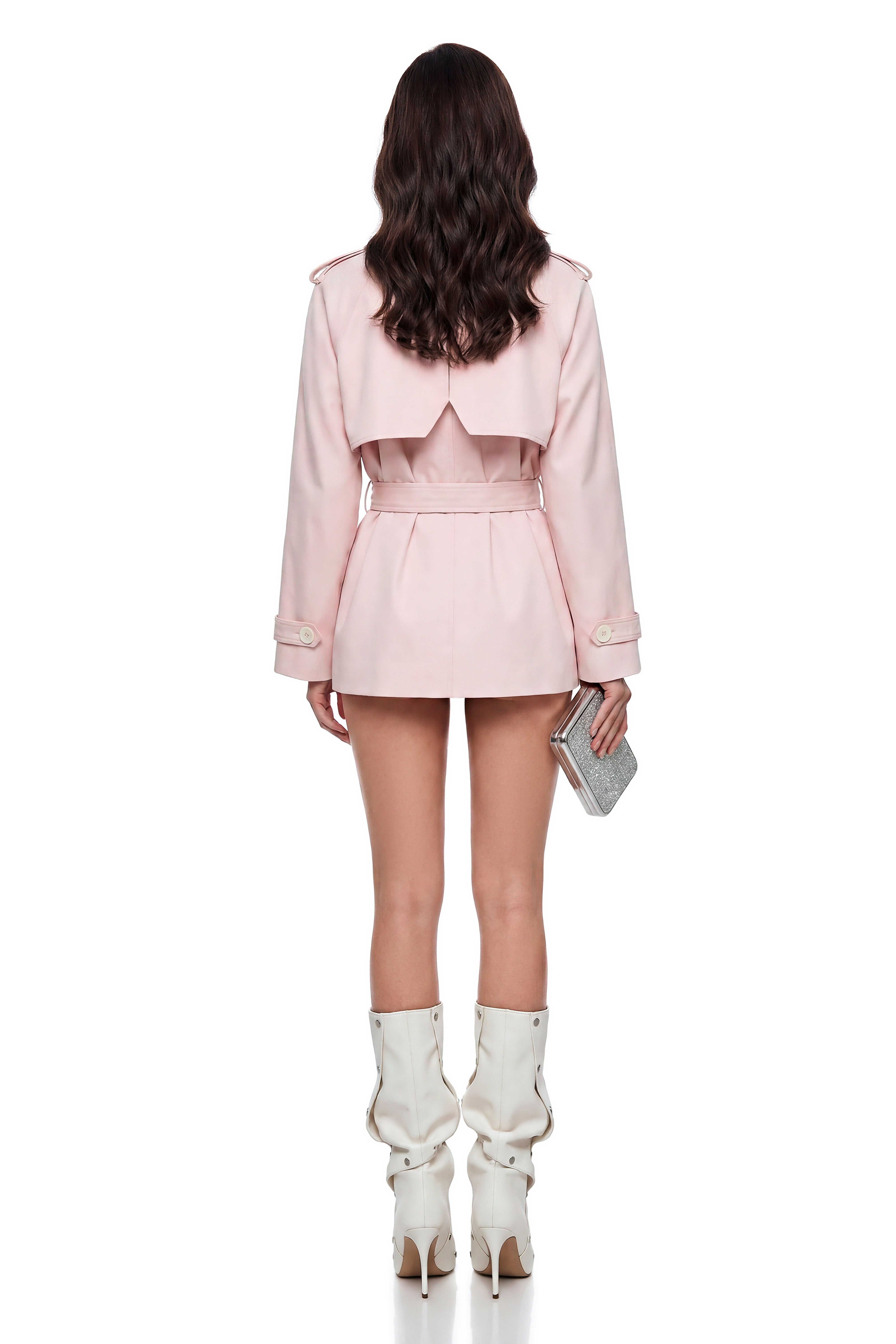 Wilma Pink Double-Breasted Trench Coat