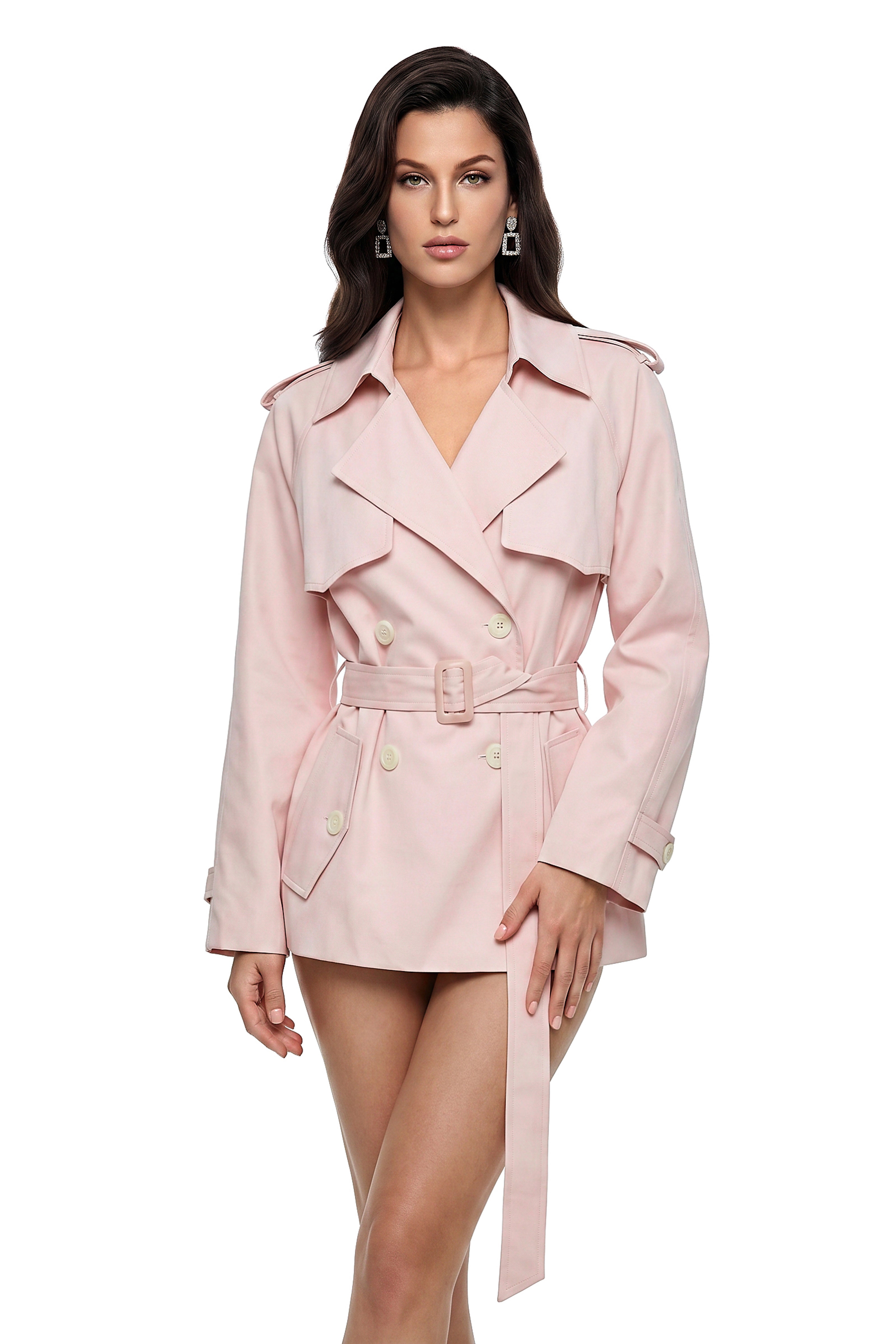 Wilma Pink Double-Breasted Trench Coat