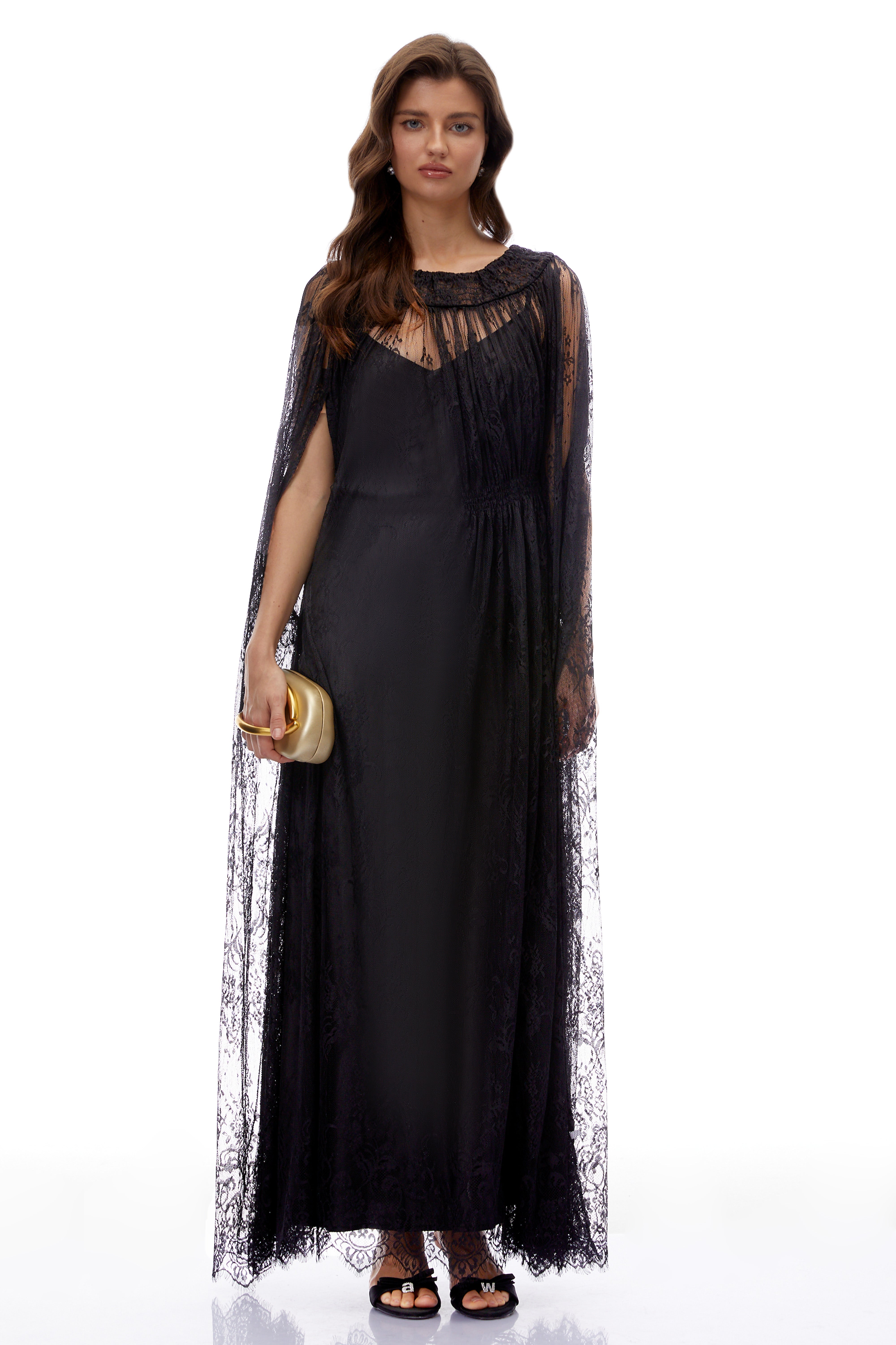 Wren Black Semi-Sheer Lace Maxi Dress