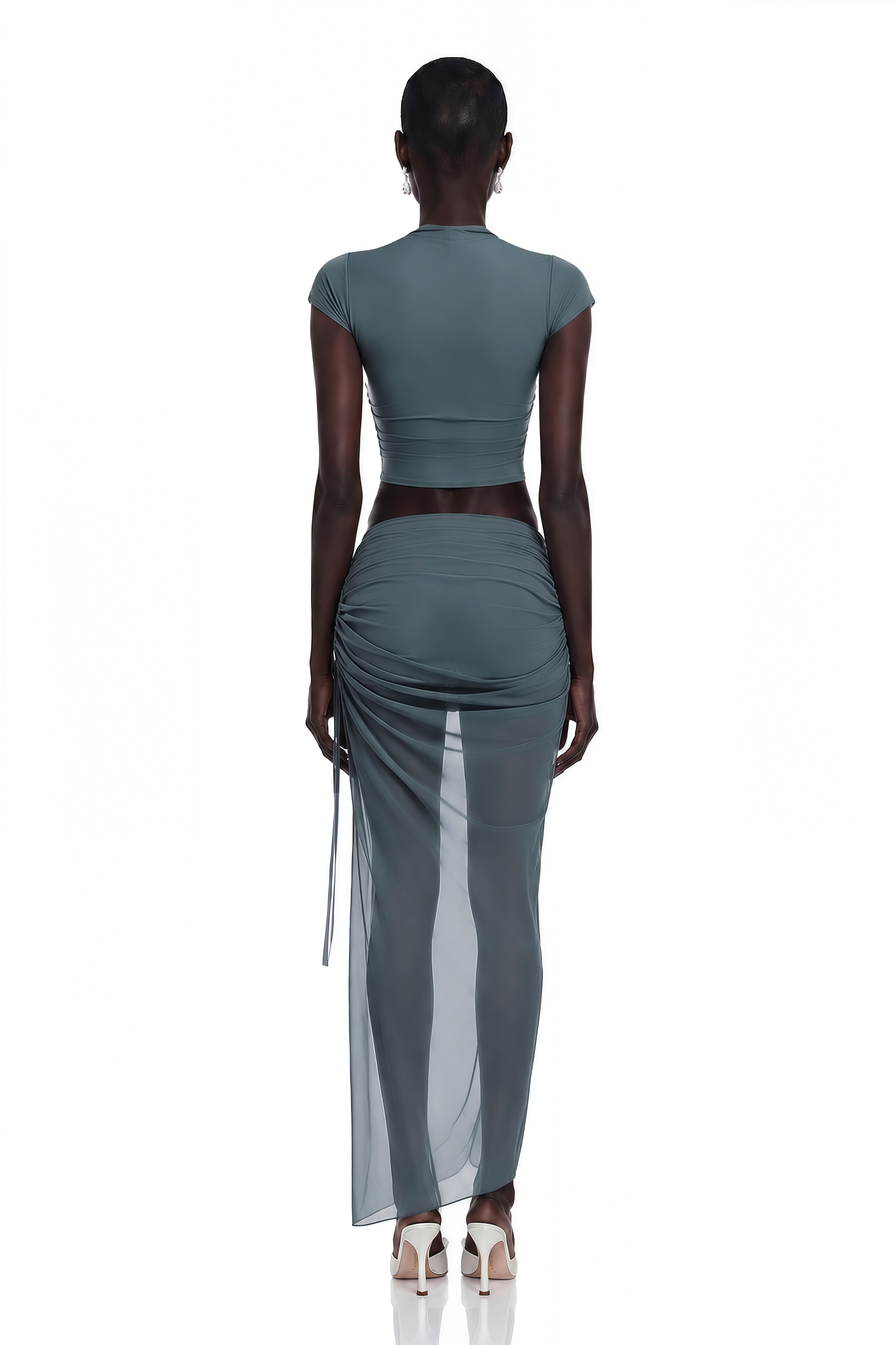 Wren Dusty Blue Crop Top & Wrap Skirt Set