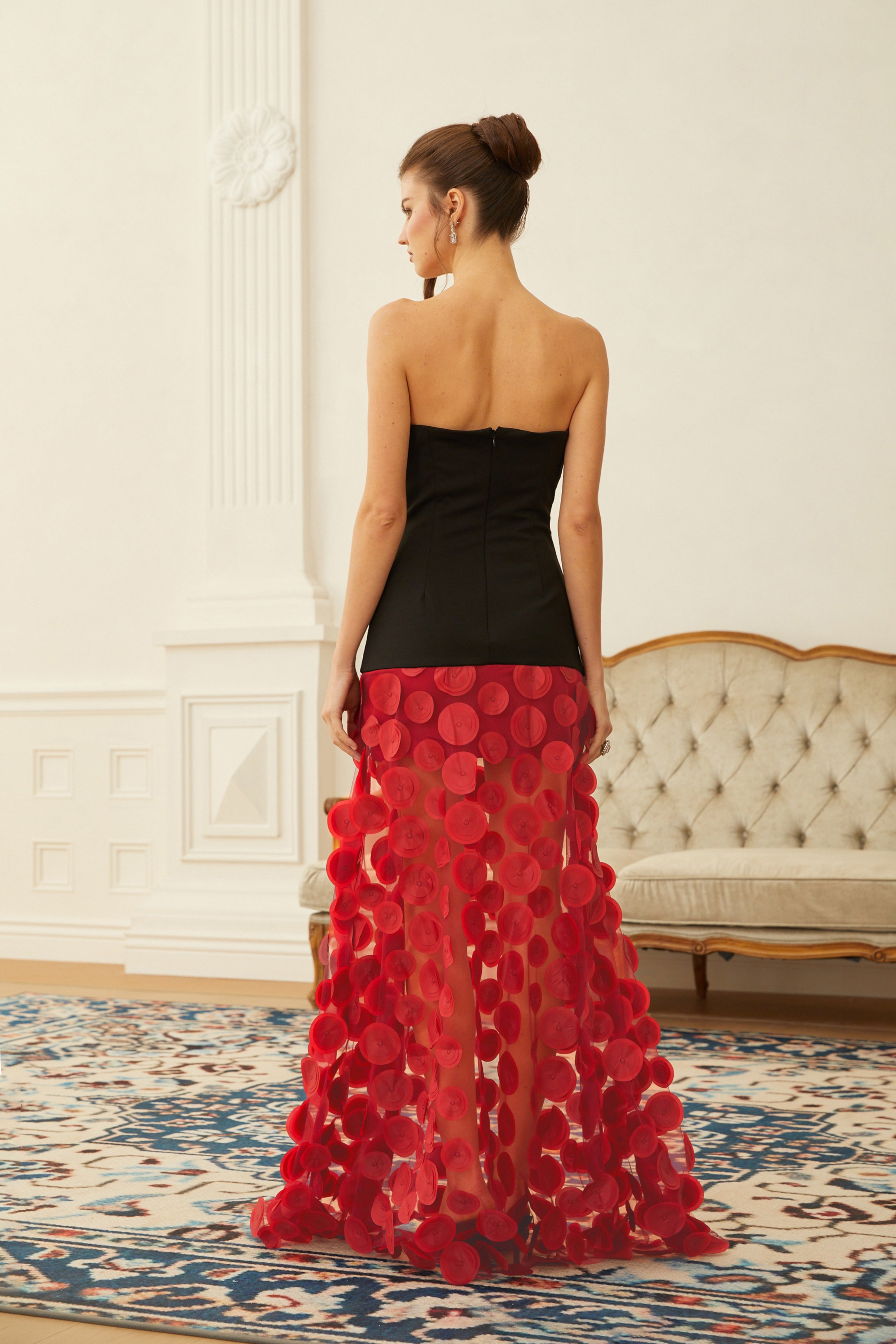 Xénia Two Tone 3D Polka Dot Maxi Dress (Final Sale)