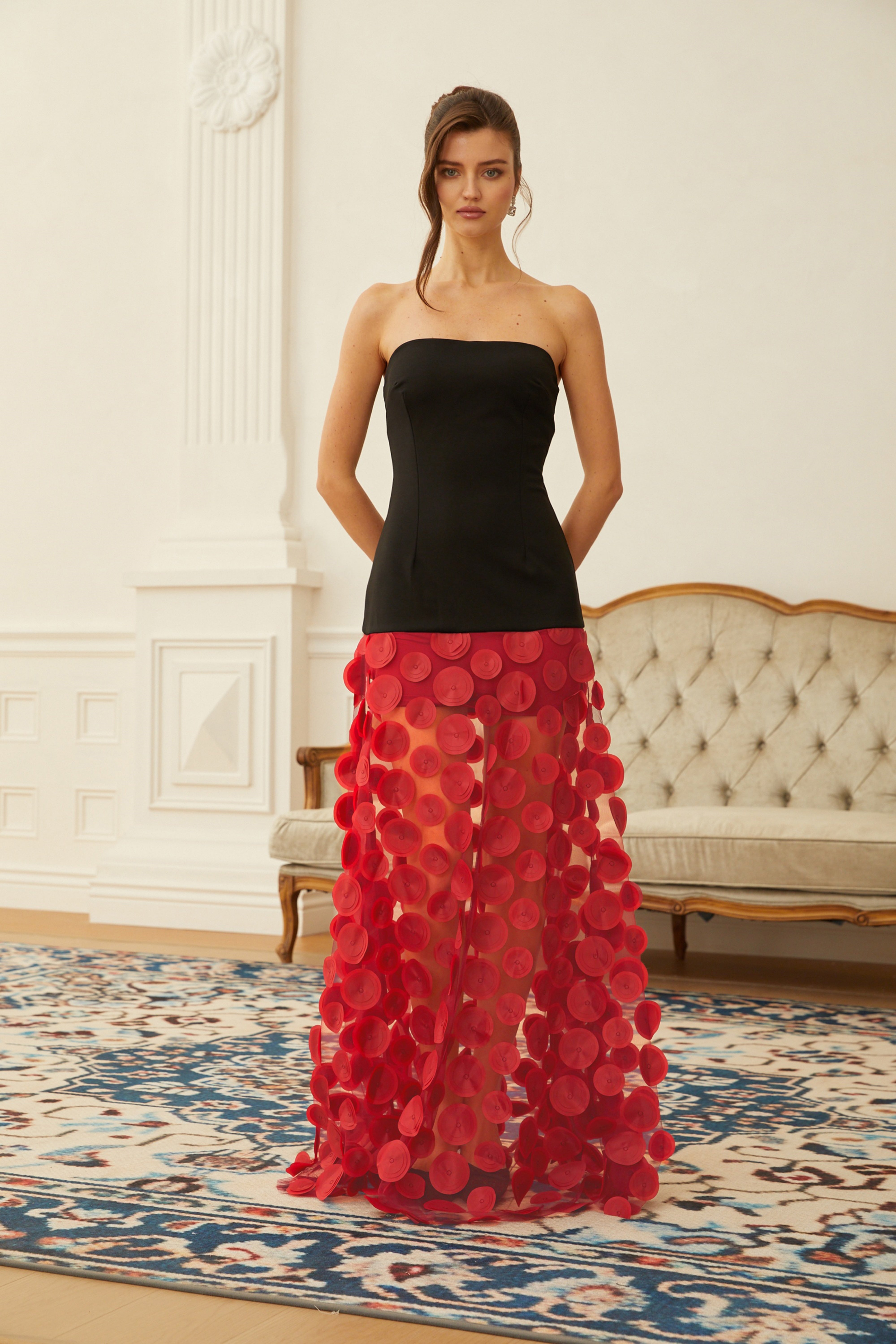 Xénia Two Tone 3D Polka Dot Maxi Dress (Final Sale)