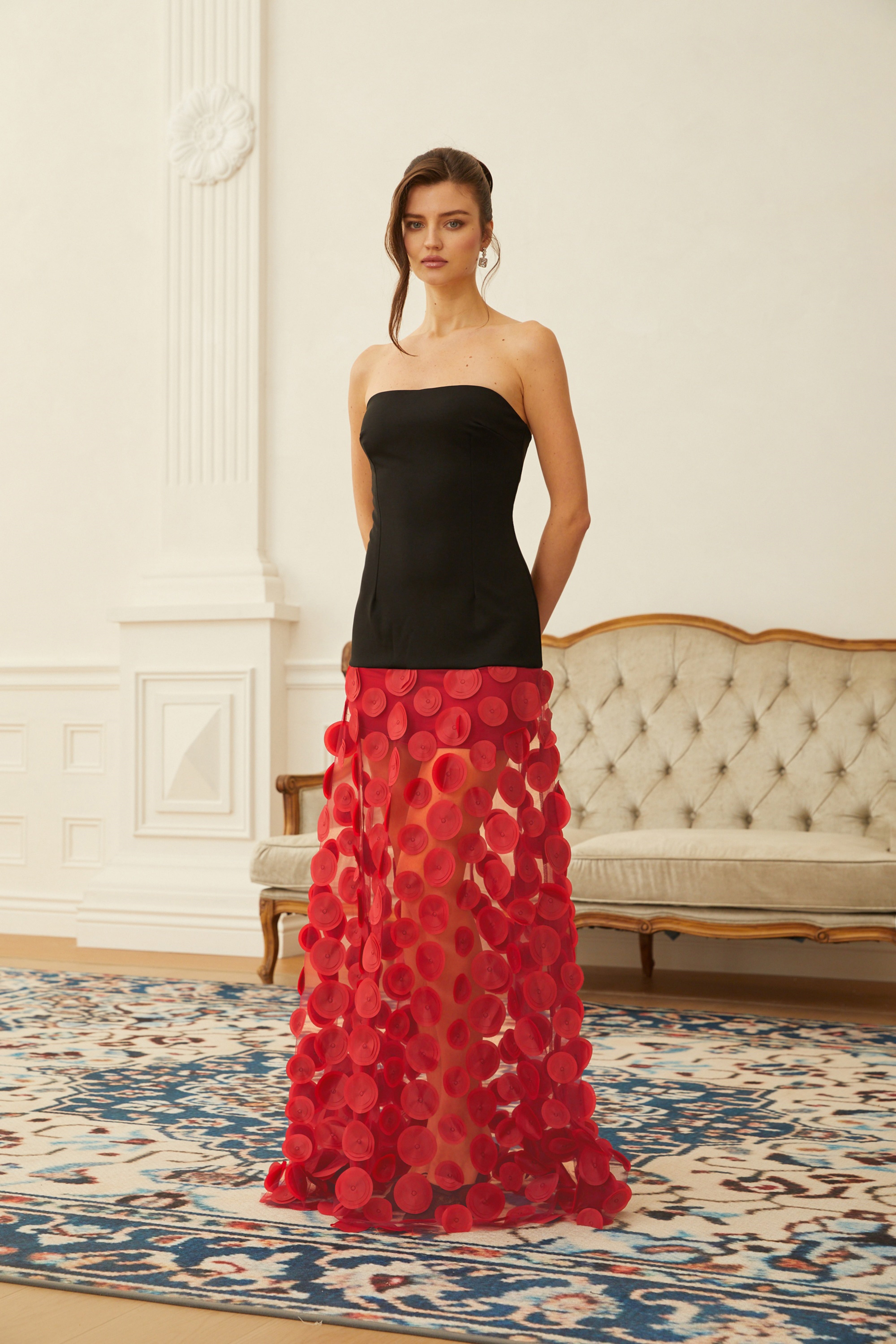 Xénia Two Tone 3D Polka Dot Maxi Dress (Final Sale)