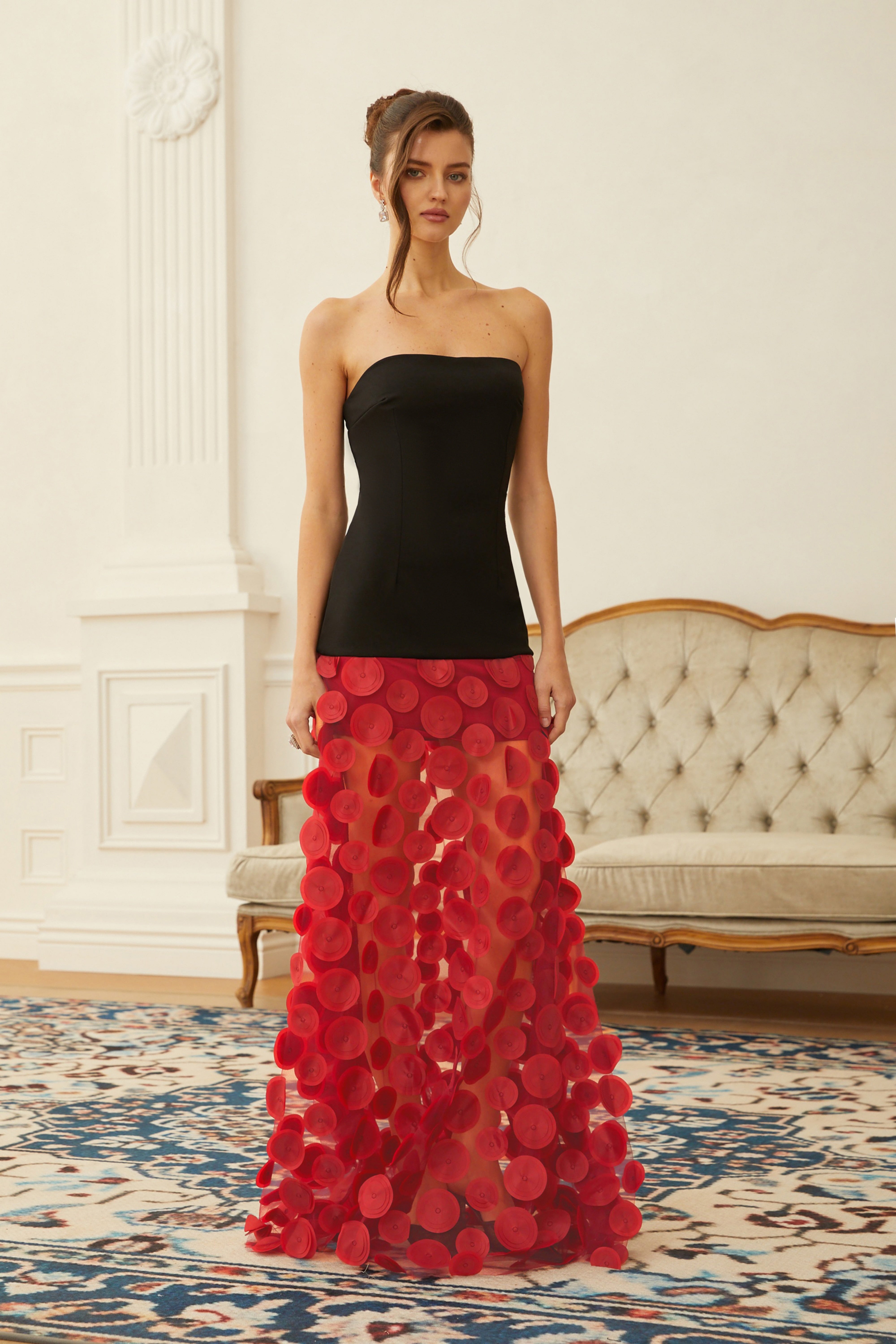 Xénia Two Tone 3D Polka Dot Maxi Dress (Final Sale)
