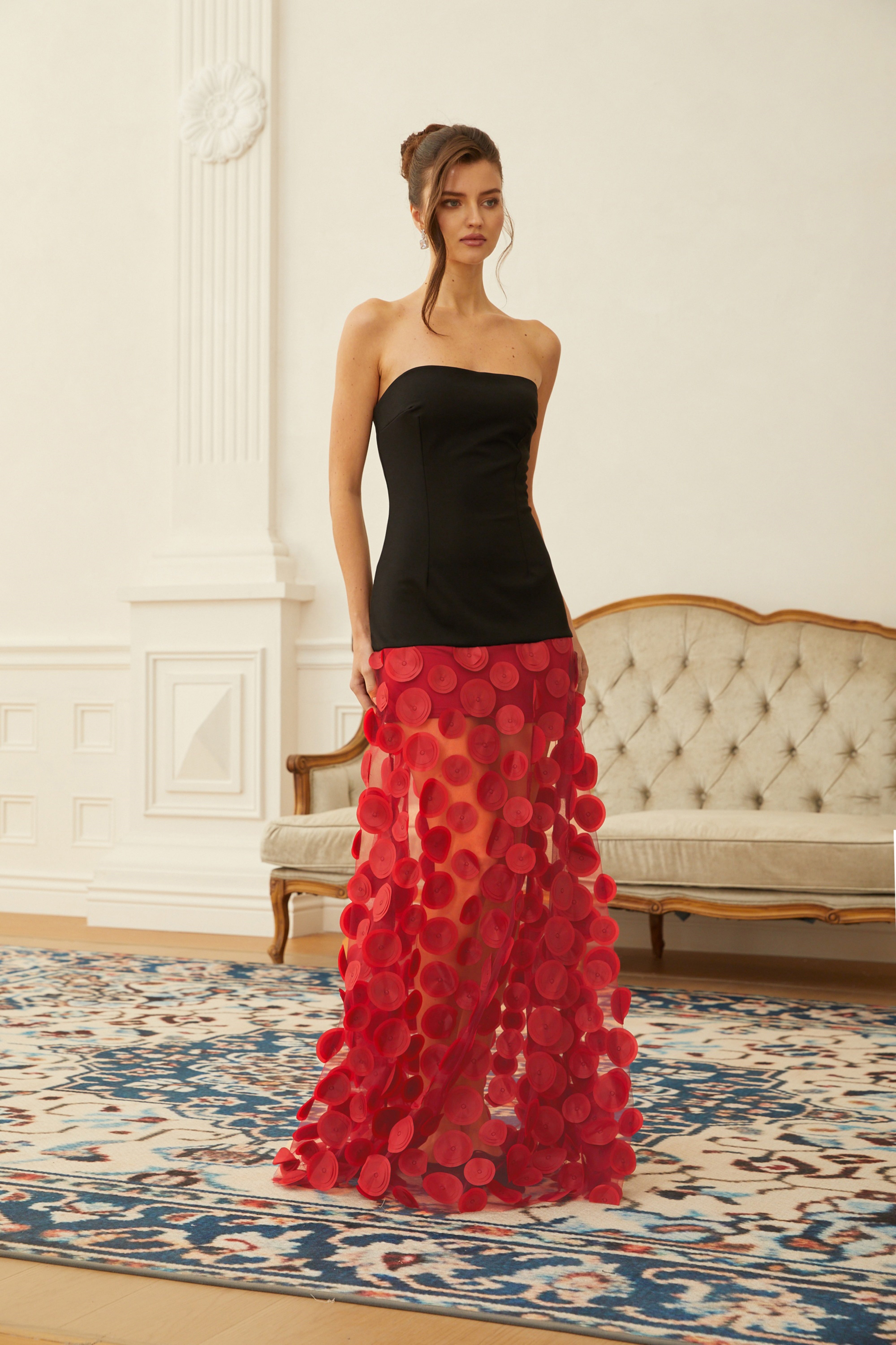 Xénia Two Tone 3D Polka Dot Maxi Dress (Final Sale)