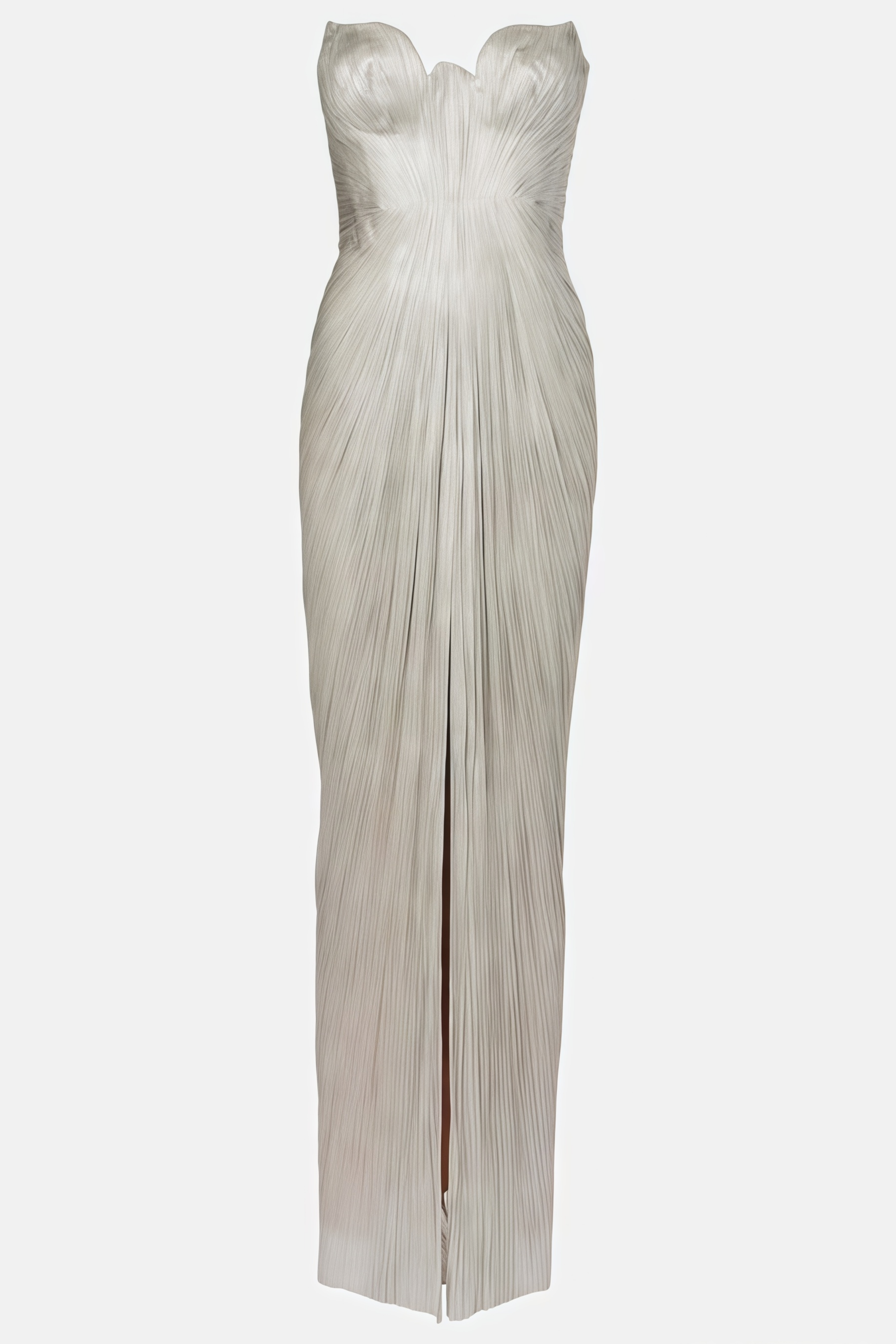 Xrystyna Silver Metallic Ruched Maxi Dress