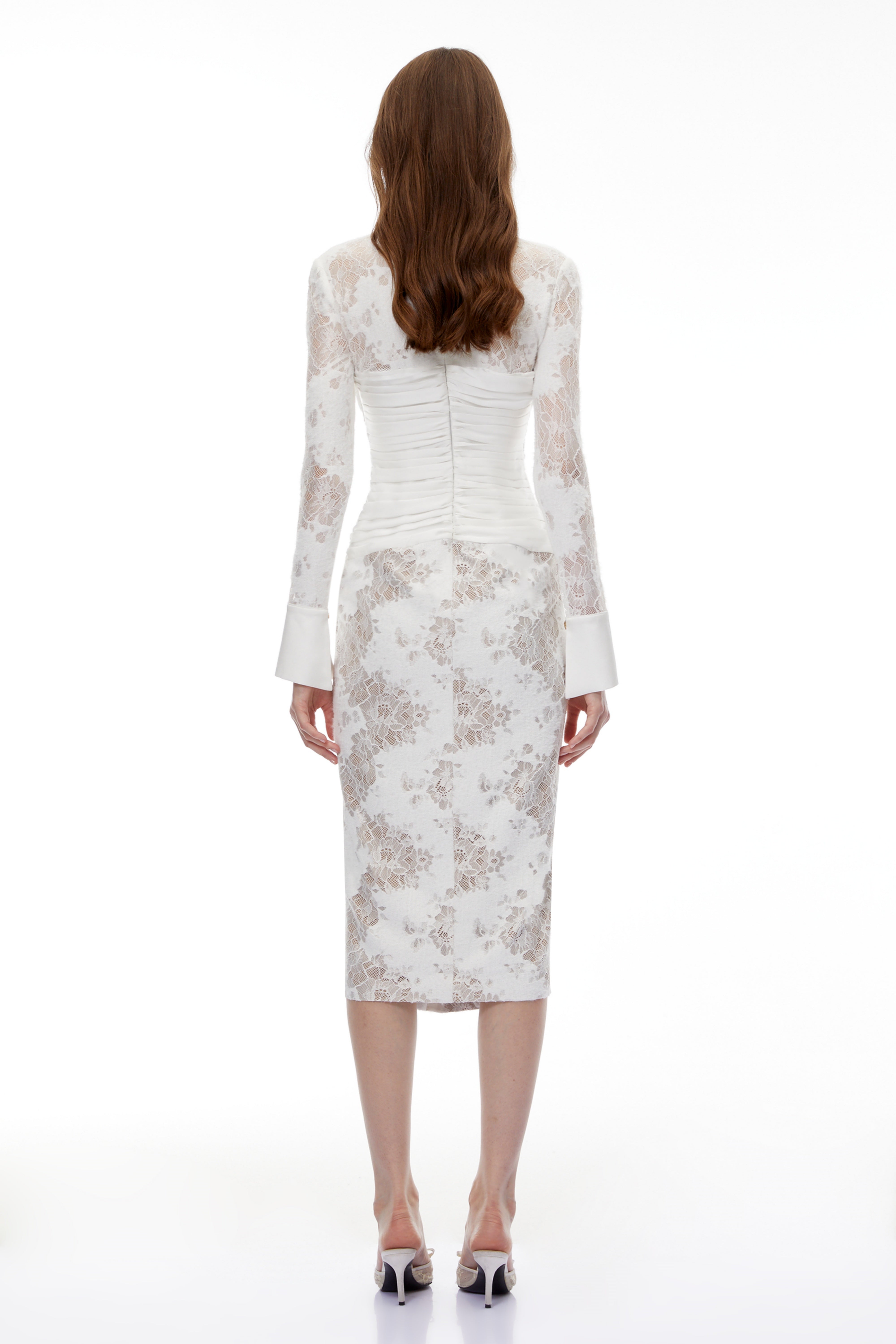 Yarden White Floral Lace Wrap Midi Dress (Final Sale-US Only)